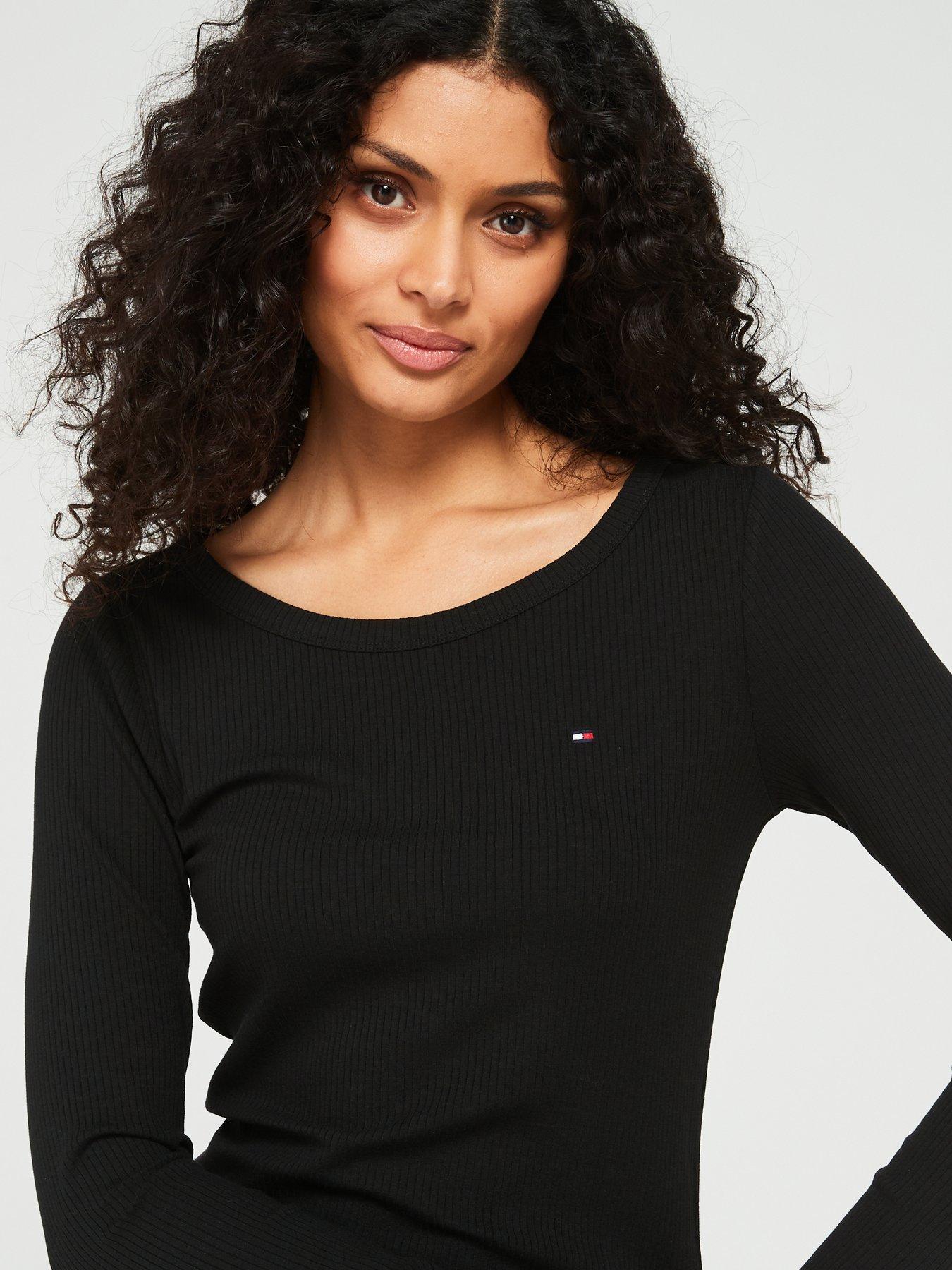 tommy-hilfiger-slim-long-sleeve-top-blackdetail