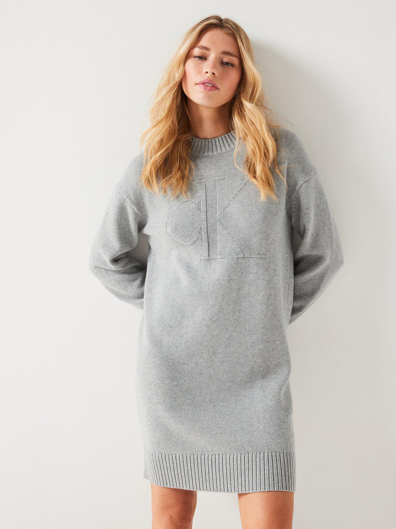 calvin-klein-jeans-tonal-logo-jumper-dress-grey