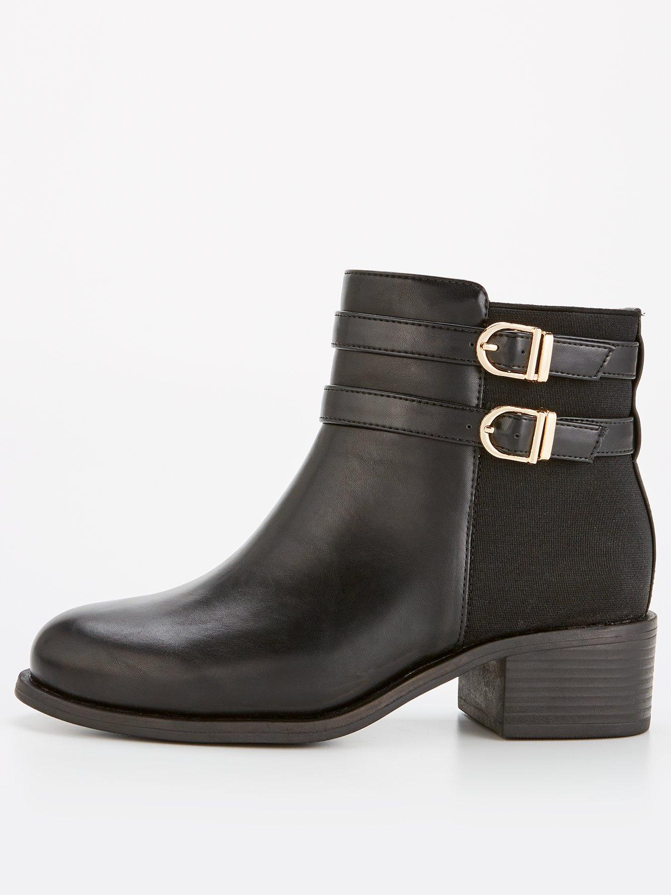 everyday-extra-wide-fit-ankle-boot-with-buckle-black