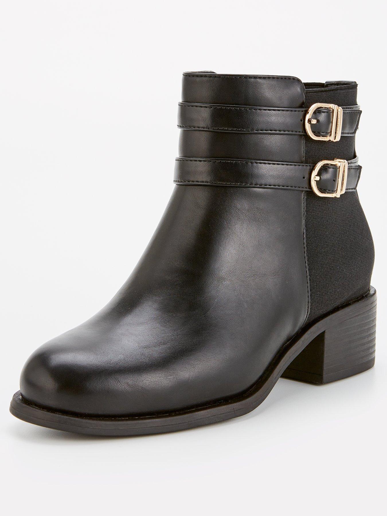 everyday-extra-wide-fit-ankle-boot-with-buckle-blackstillFront