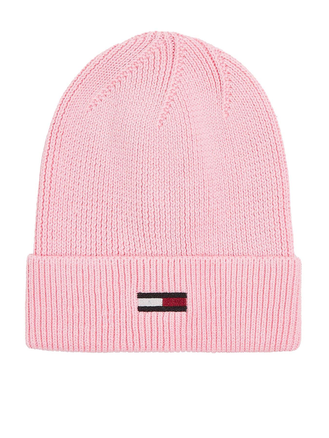 tommy-jeans-flag-logo-beanie-pink