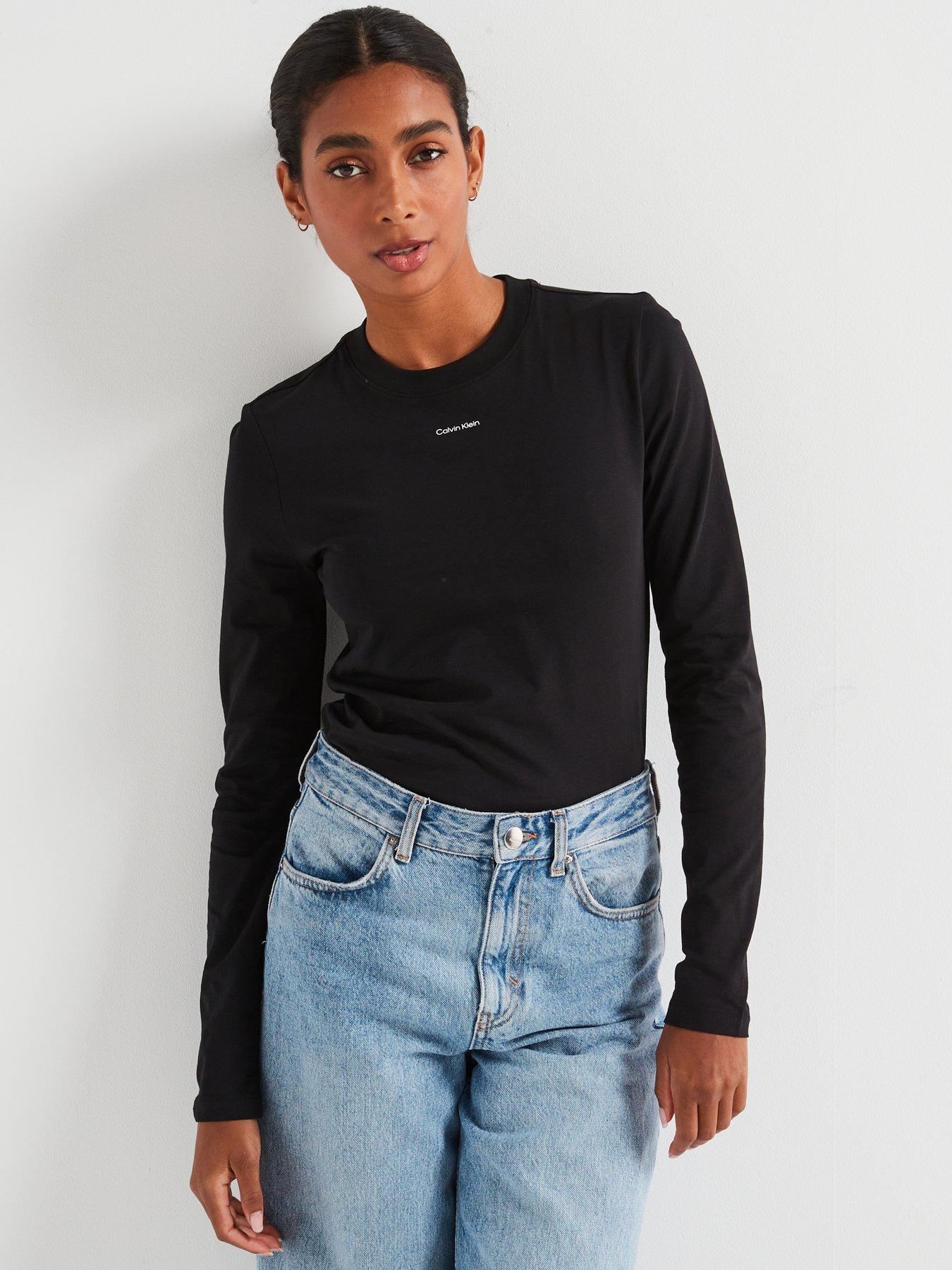 calvin-klein-micro-logo-long-sleeve-top-blackfront