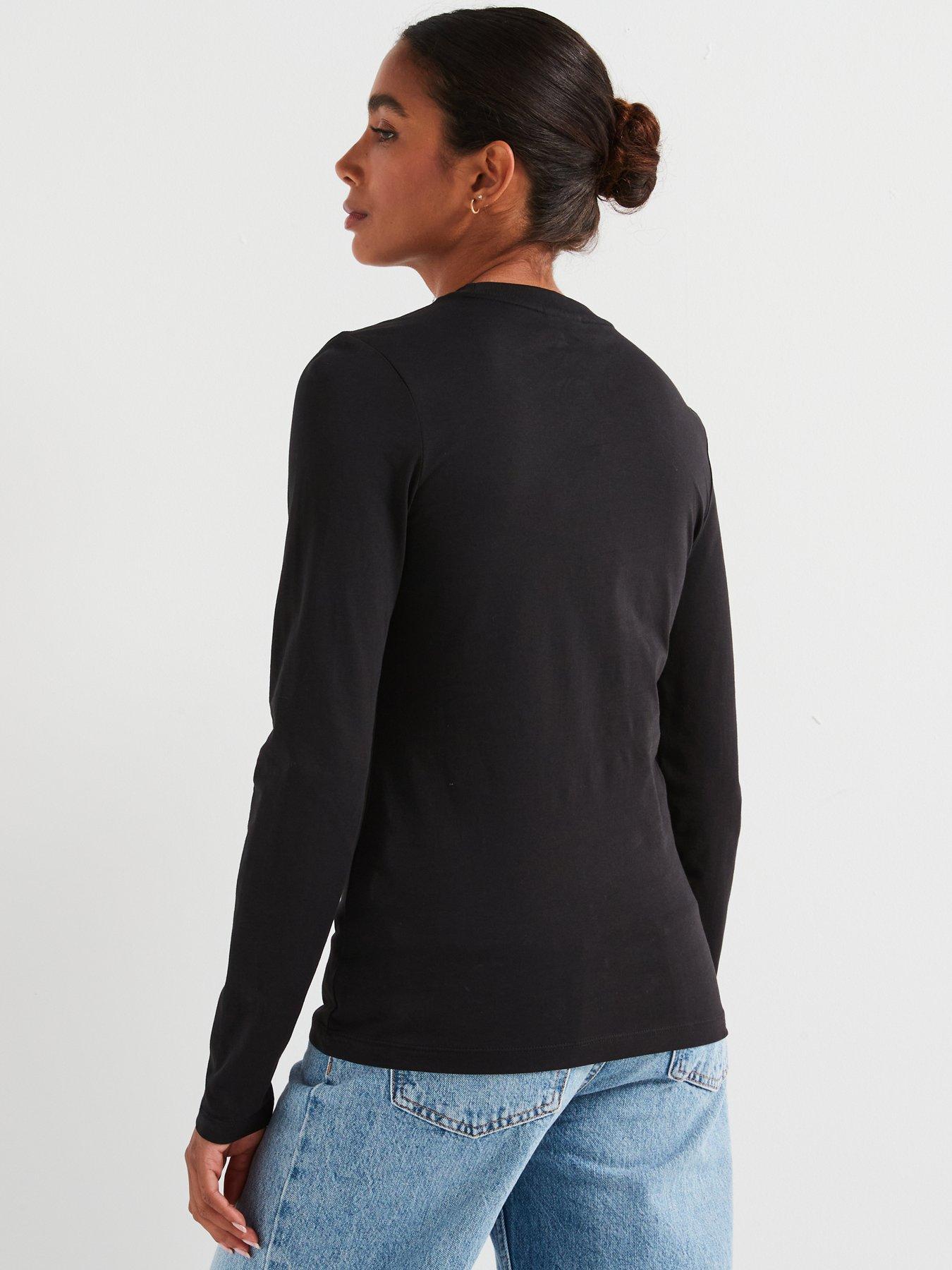 calvin-klein-micro-logo-long-sleeve-top-blackstillFront