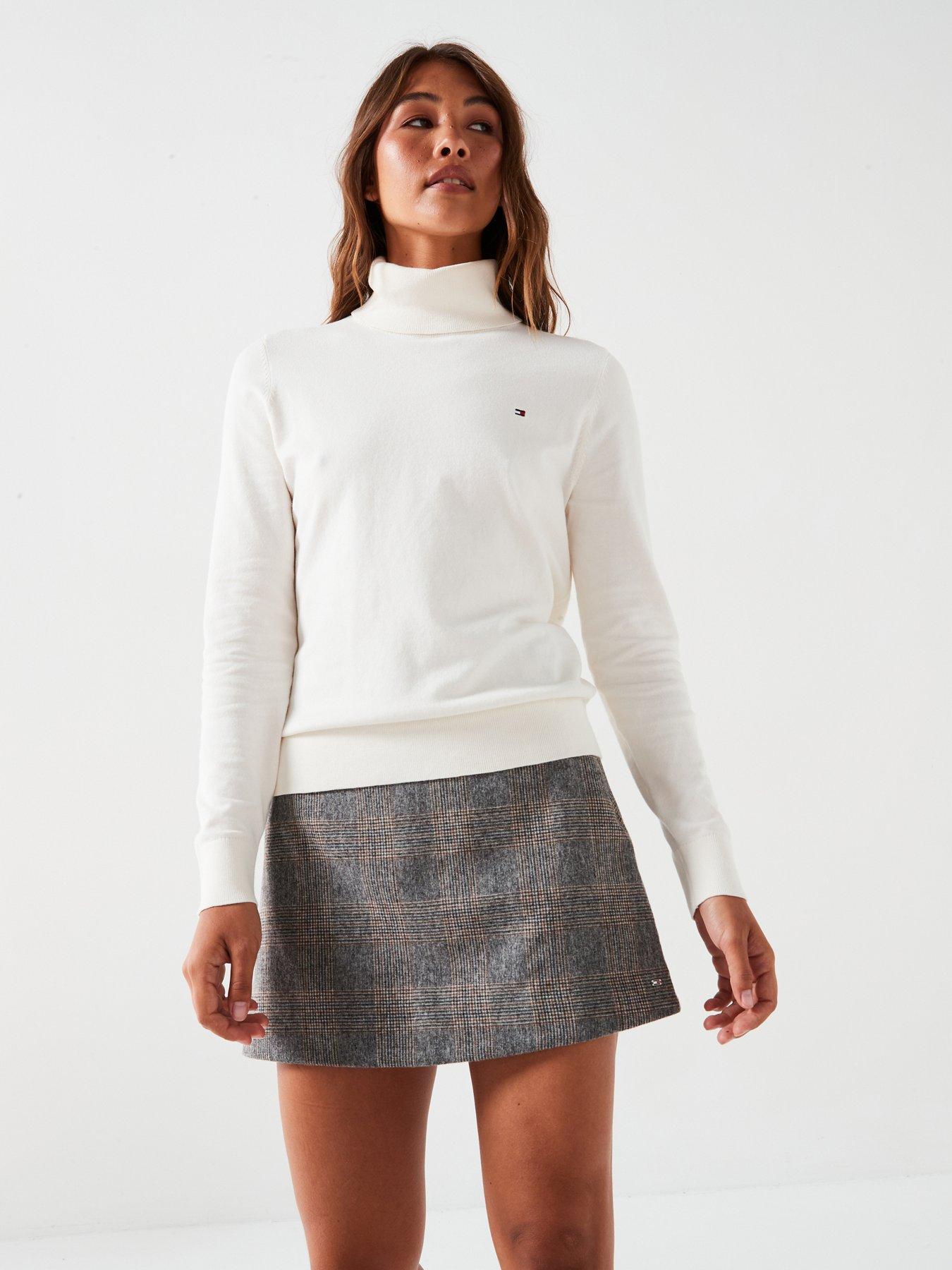 undefined Jersey Roll Neck Top - White