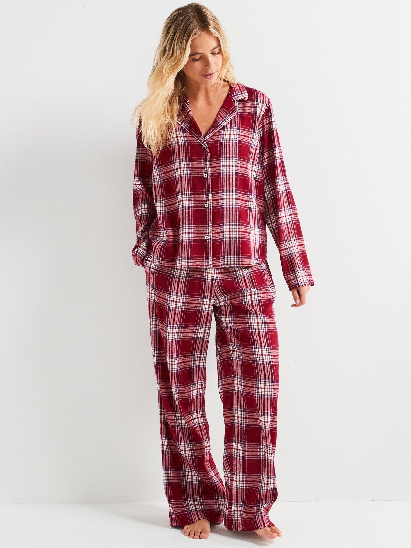 tommy-hilfiger-long-sleeve-flannel-pyjama-set-red