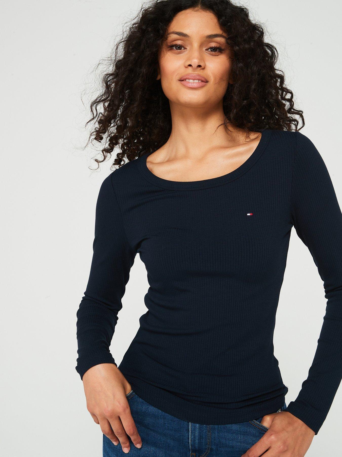 tommy-hilfiger-slim-long-sleeve-top-navy