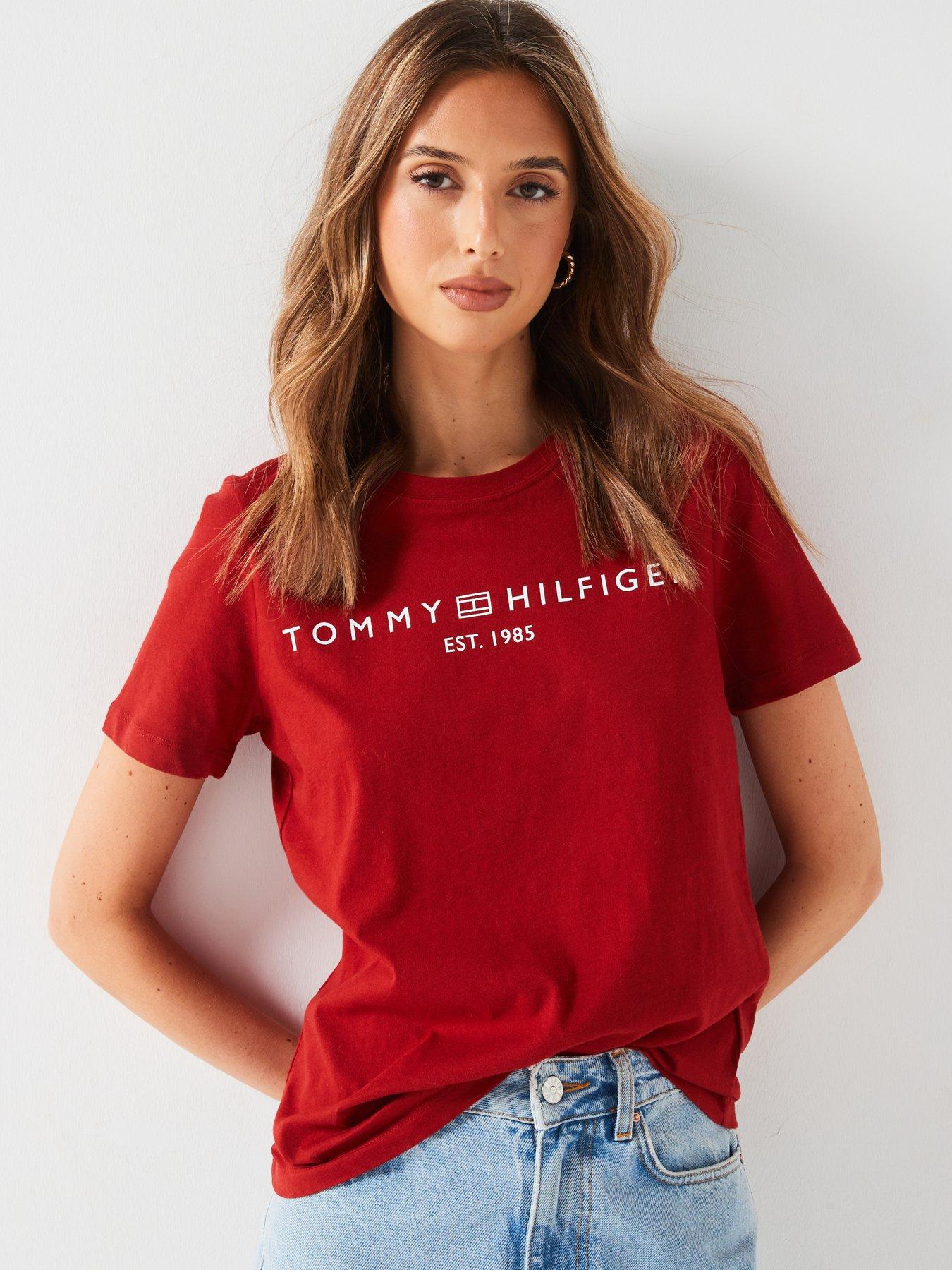 tommy-hilfiger-logo-crew-neck-short-sleeve-t-shirt-red