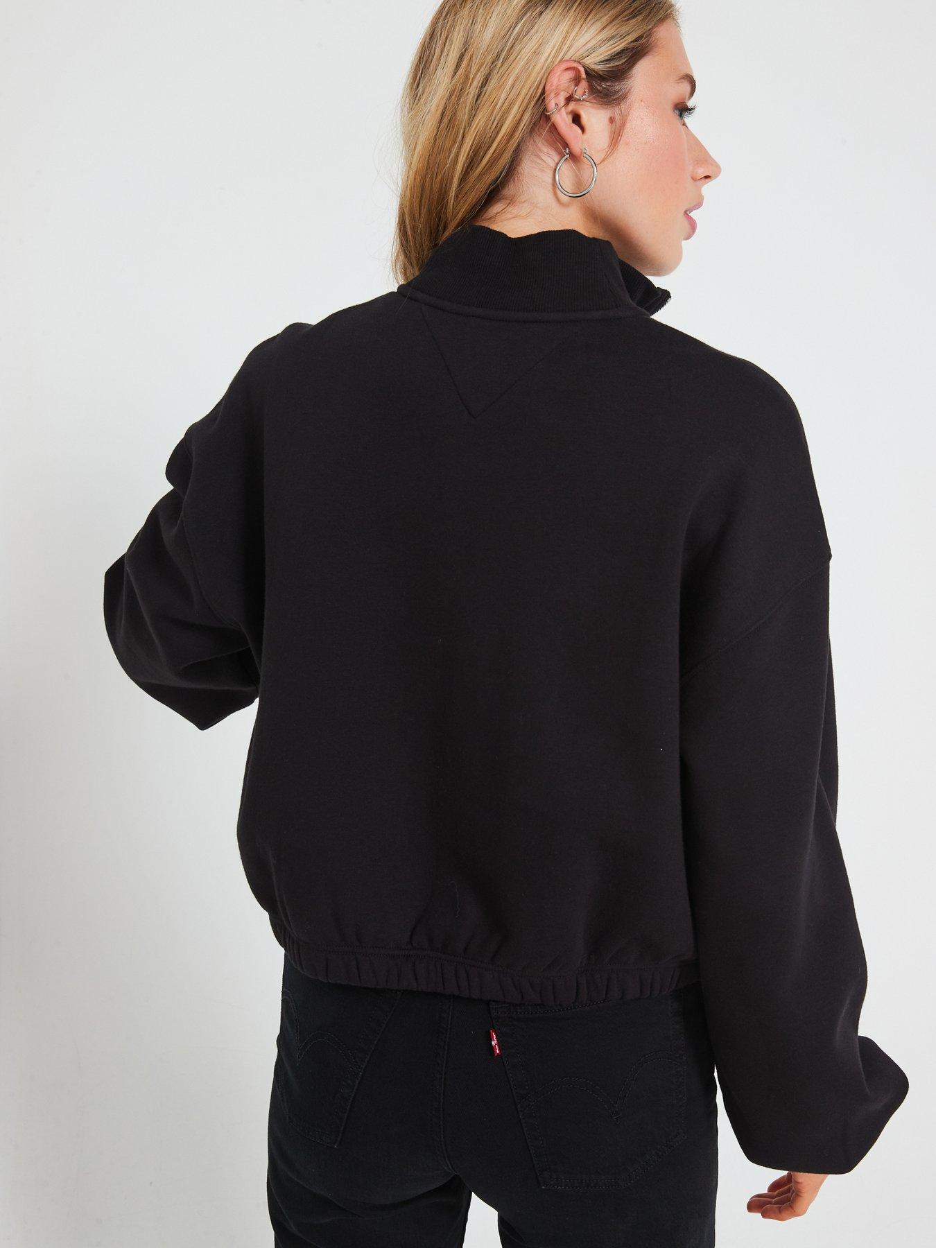 tommy-jeans-cropped-14-zip-through-sweatshirt-blackstillFront