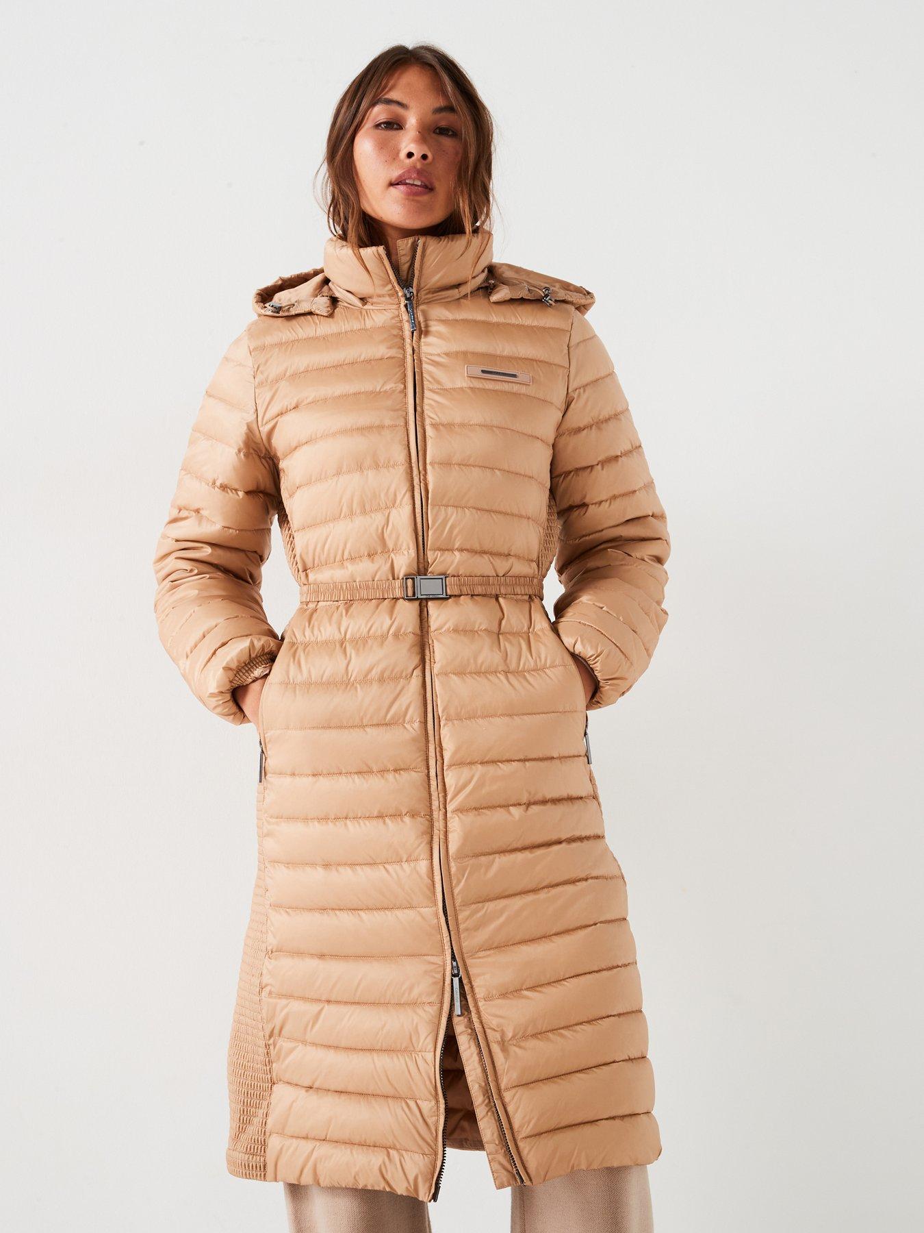 calvin-klein-lightweight-padded-belted-longline-coat-beige