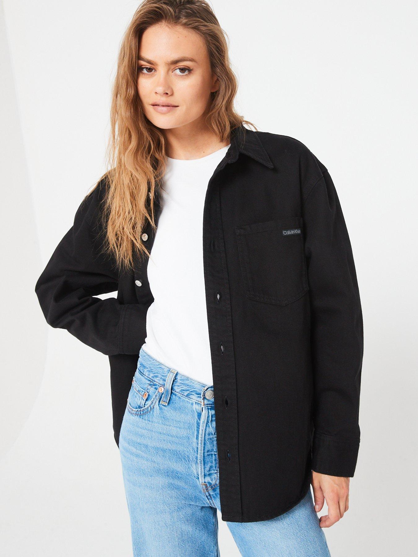 Image 1 of 6 of Calvin Klein Jeans Denim Overshirt - Black