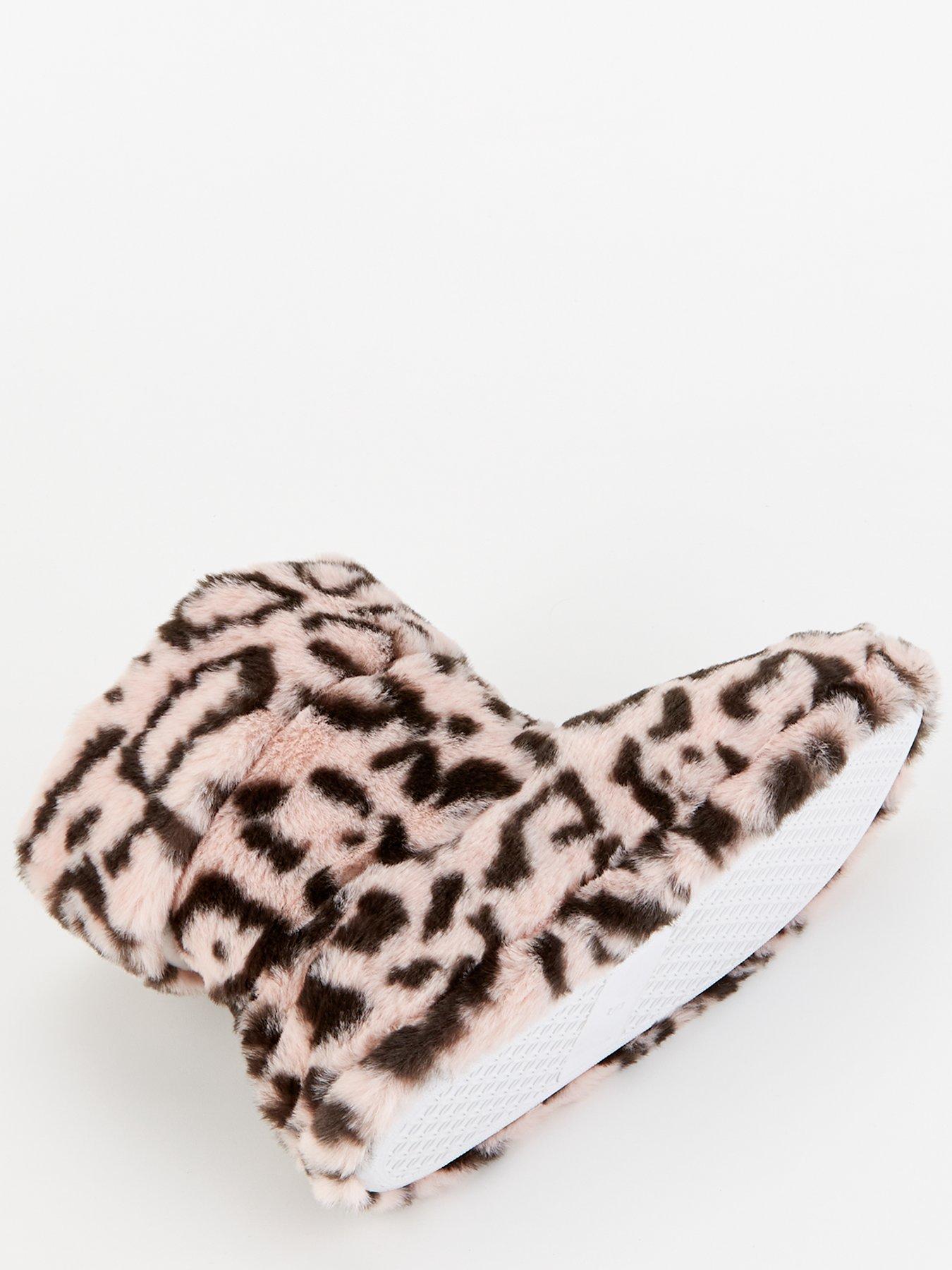Image 5 of 7 of Everyday Leopard Slipper Boot With Poms - Pink/Black