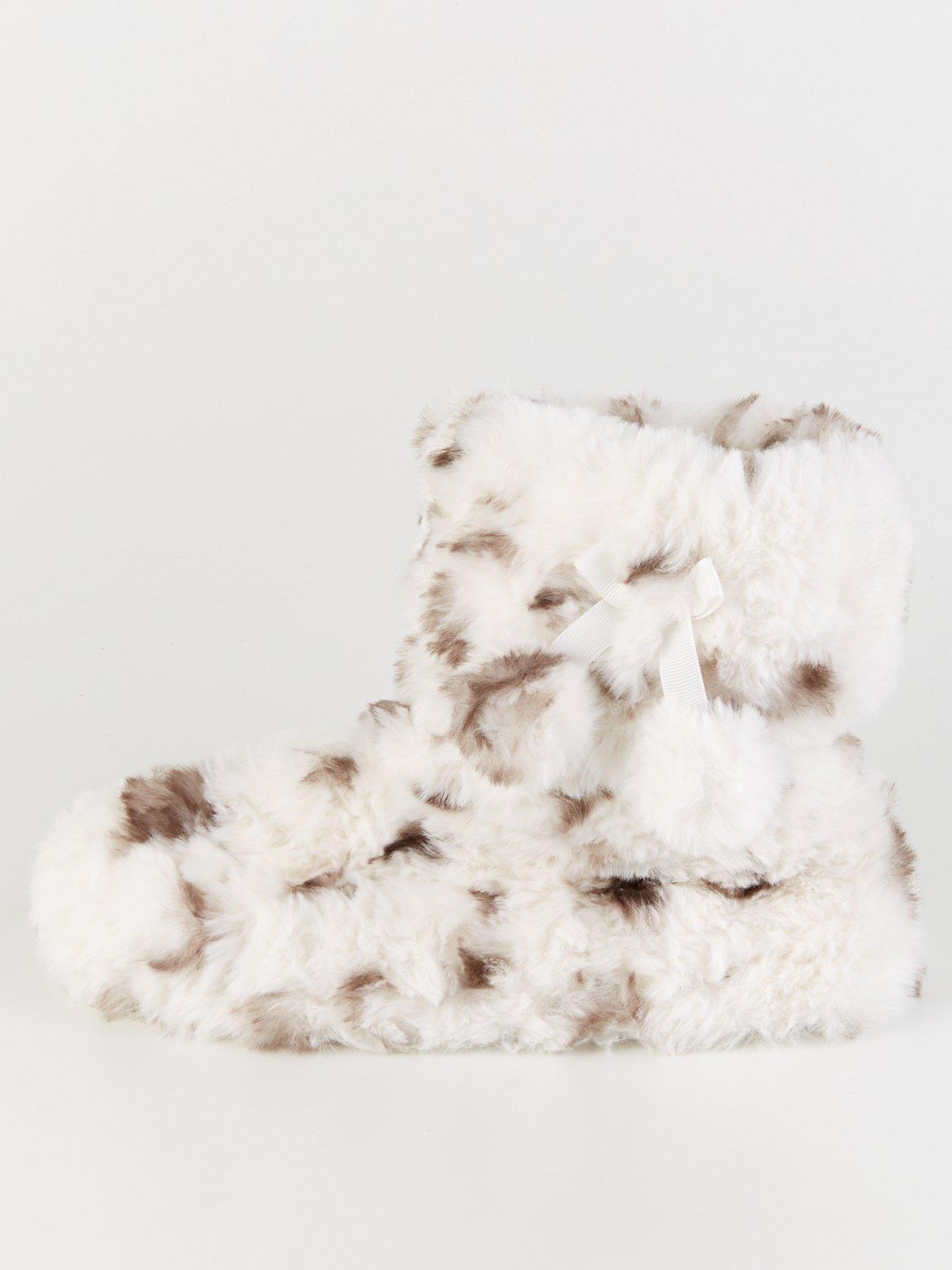 Image 1 of 7 of Everyday Leopard Slipper Boot With Poms - Grey