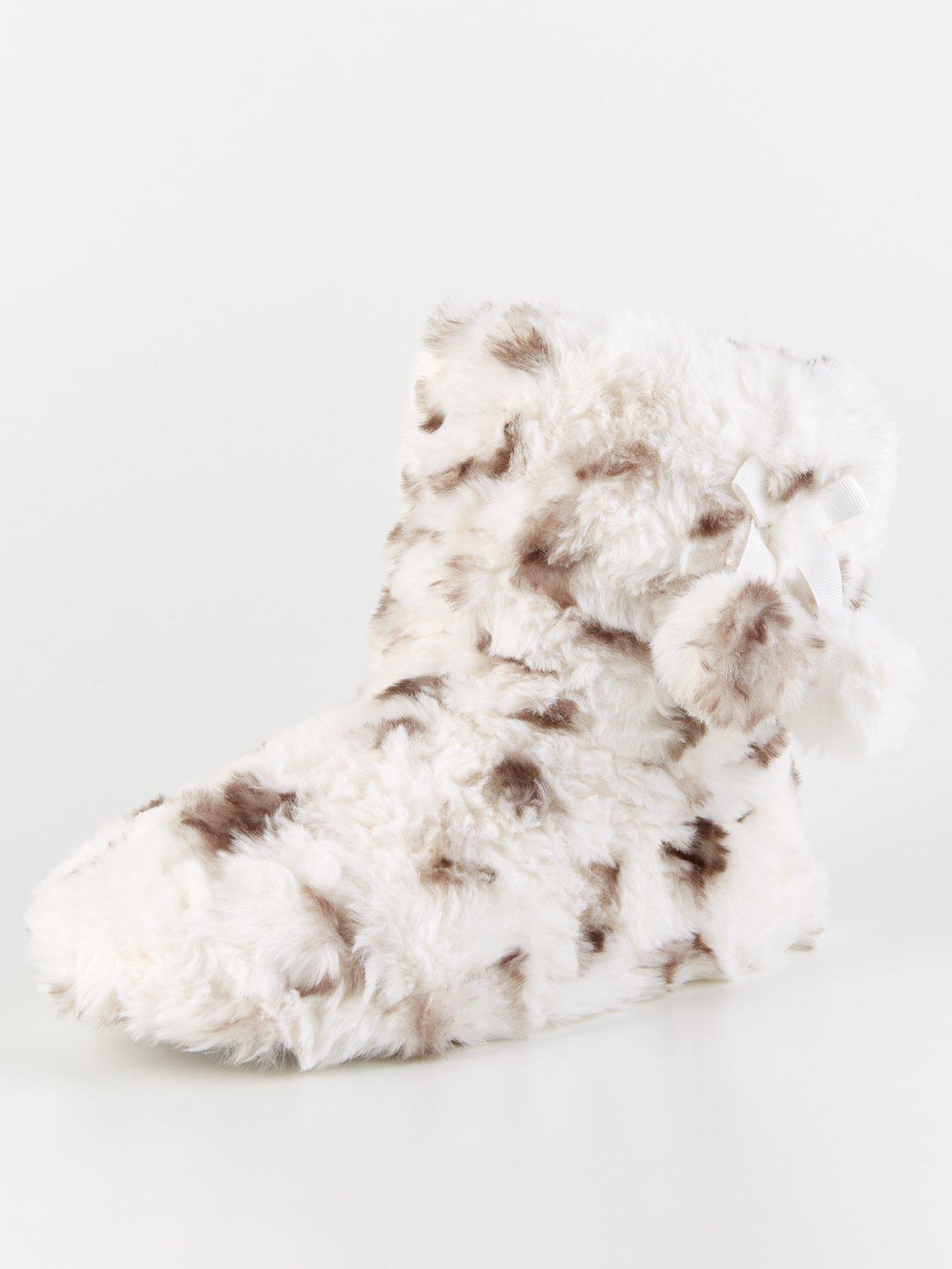Image 2 of 7 of Everyday Leopard Slipper Boot With Poms - Grey