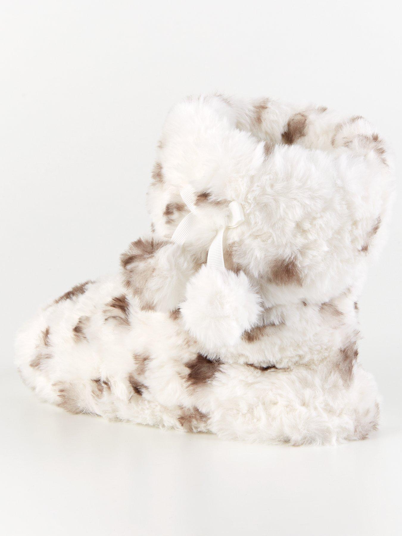 Image 3 of 7 of Everyday Leopard Slipper Boot With Poms - Grey