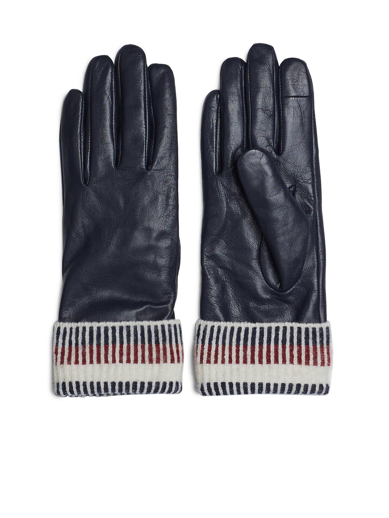 tommy-hilfiger-leather-knit-gloves-black