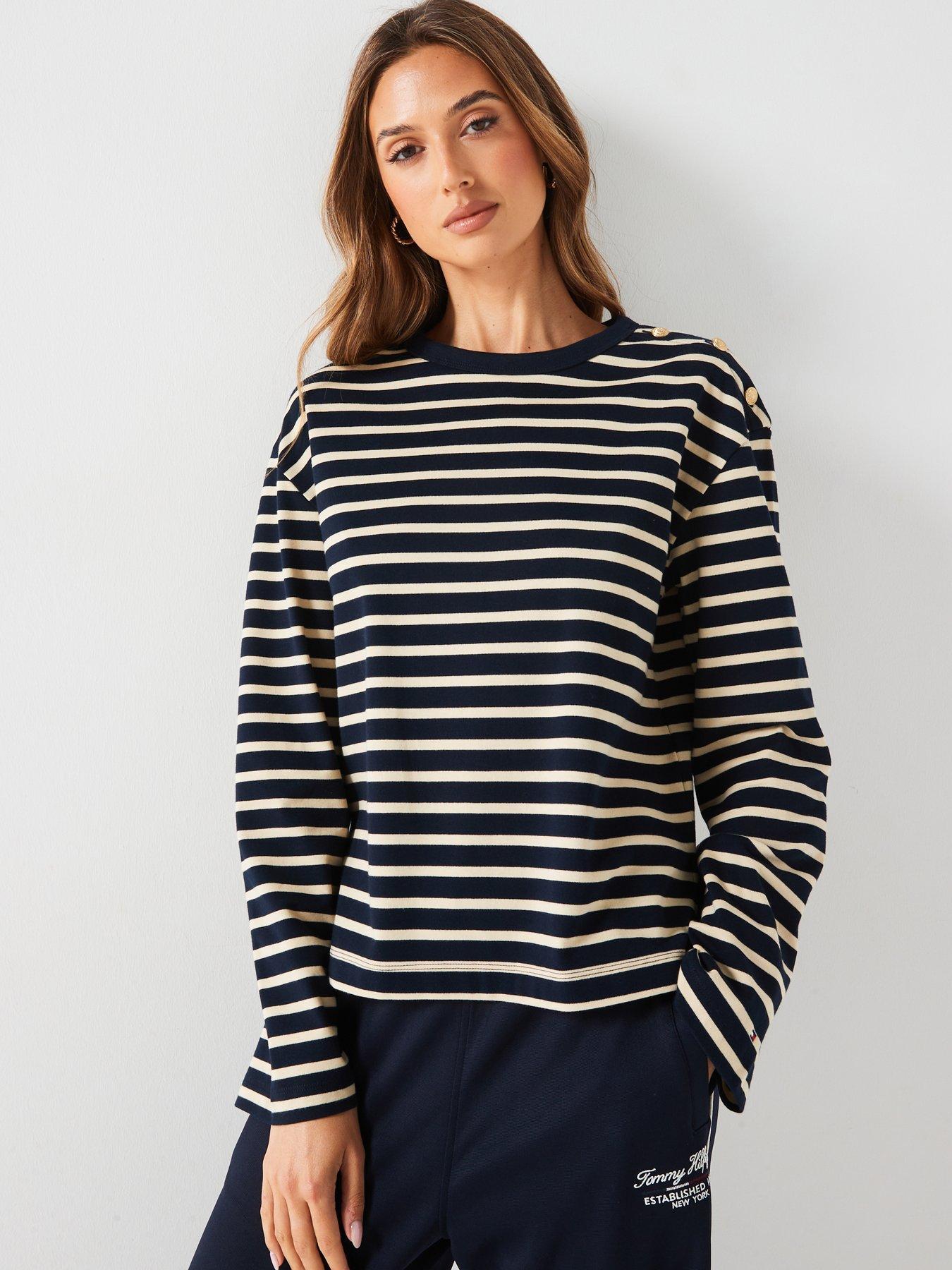 tommy-hilfiger-button-detail-striped-top-navy