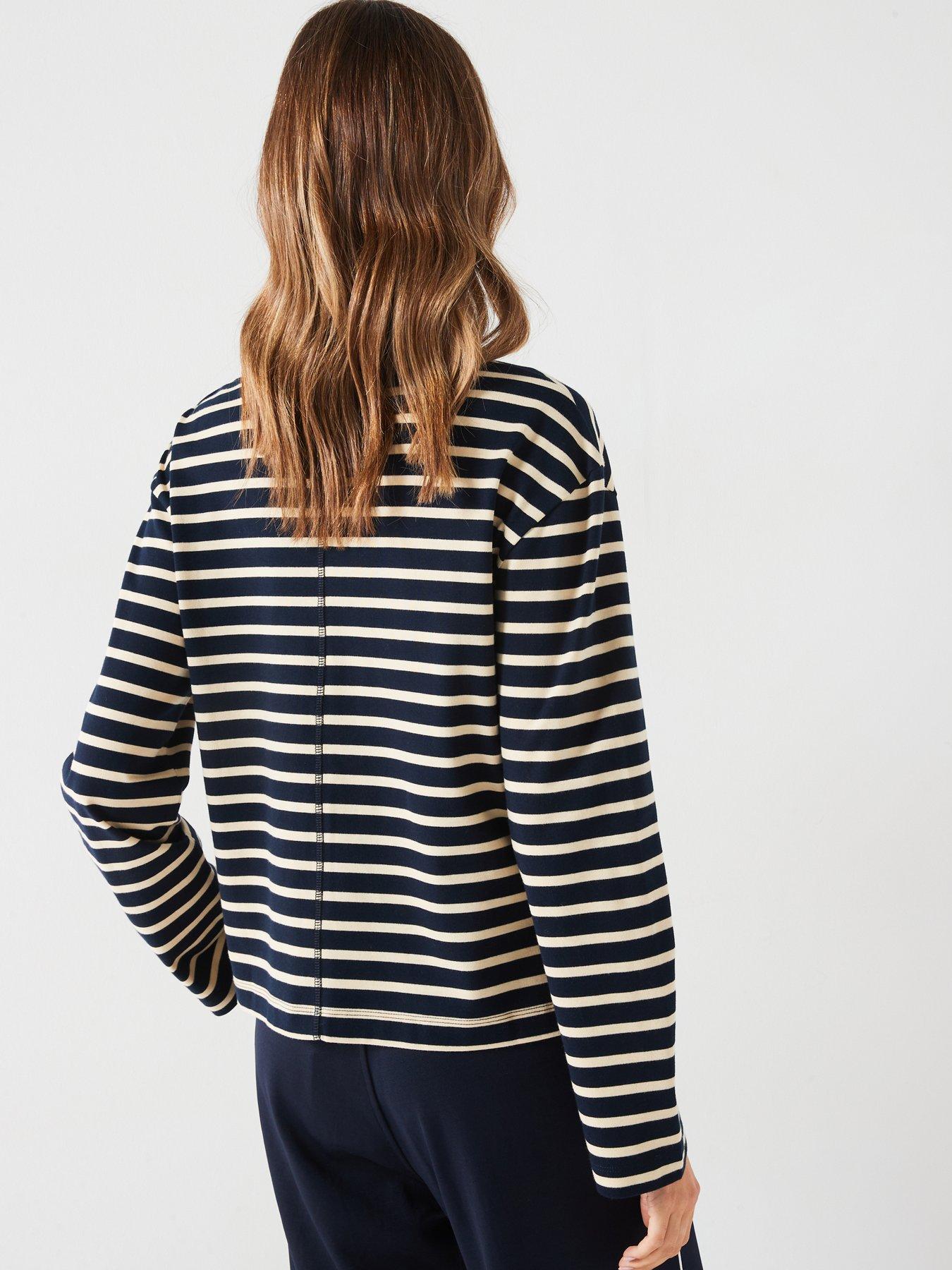 tommy-hilfiger-button-detail-striped-top-navystillFront