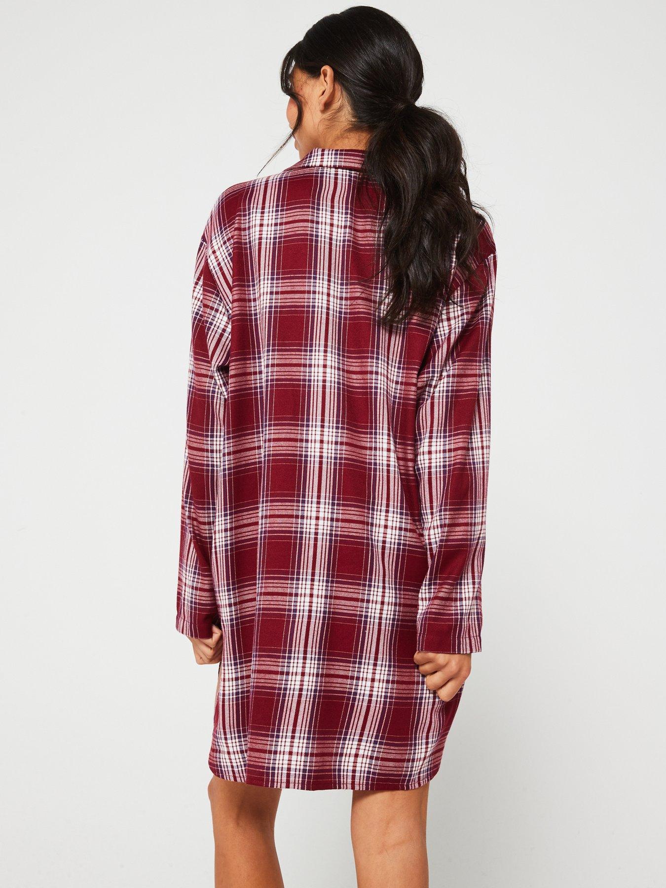 tommy-hilfiger-long-sleeve-check-nightdress-redstillFront