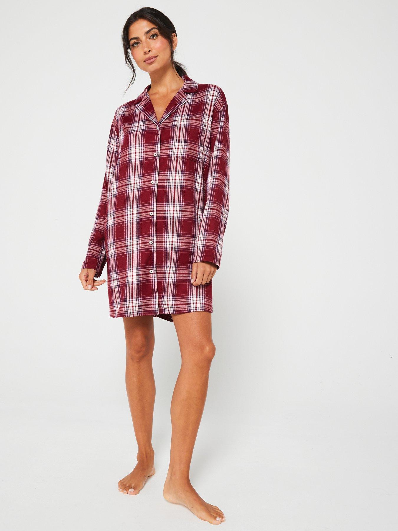 tommy-hilfiger-long-sleeve-check-nightdress-redback