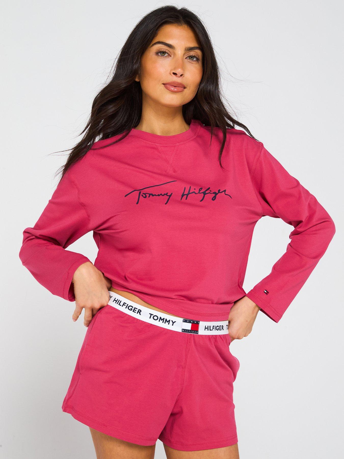 tommy-hilfiger-logo-short-set-pink