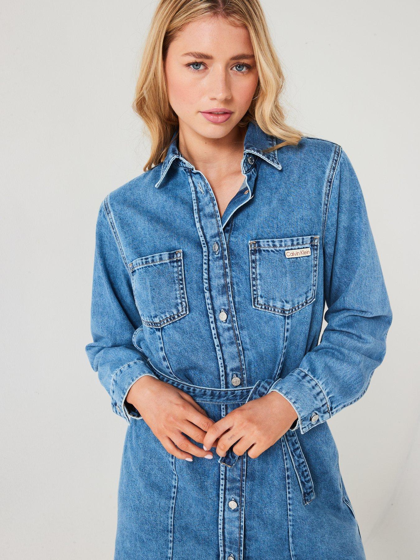 calvin-klein-jeans-long-sleeve-belted-denim-shirt-dress-blueoutfit