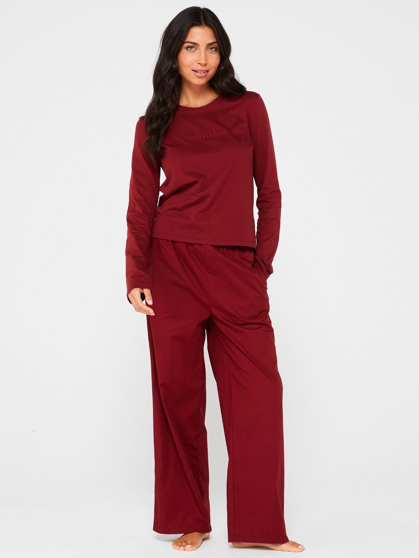 calvin-klein-long-sleeve-cotton-pyjama-set-red