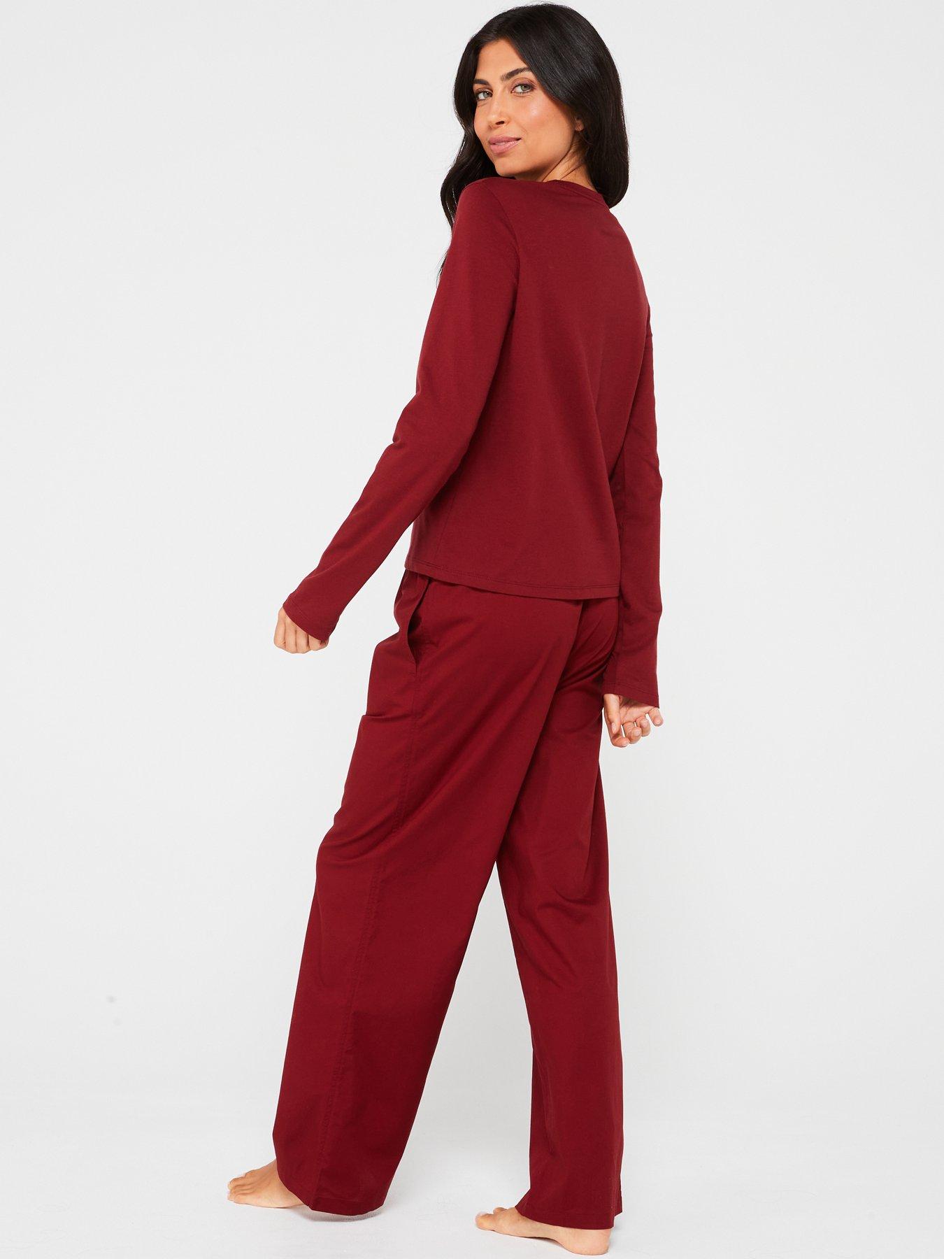 calvin-klein-long-sleeve-cotton-pyjama-set-redstillFront