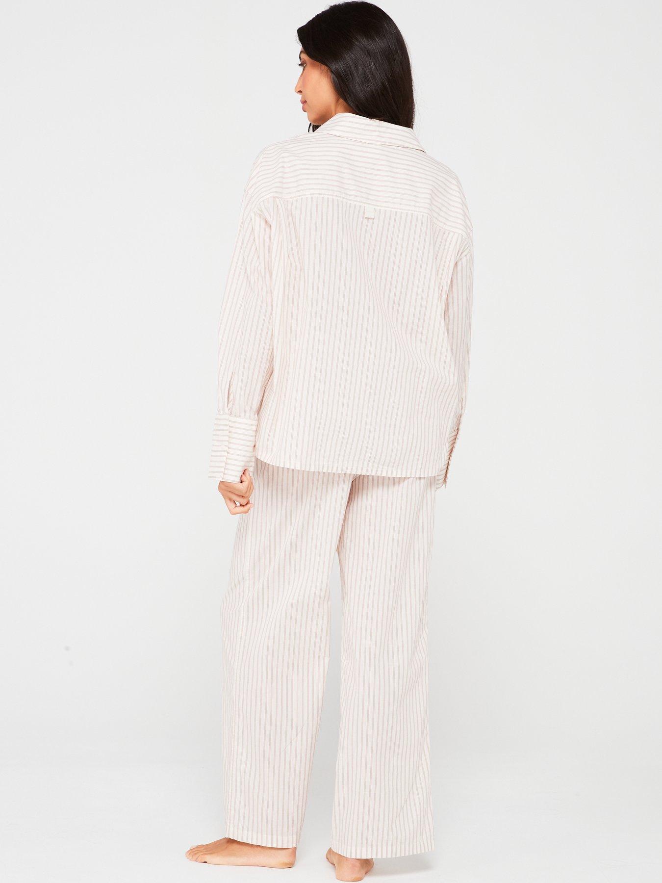 calvin-klein-long-sleeve-button-down-pyjama-set-creamstillFront