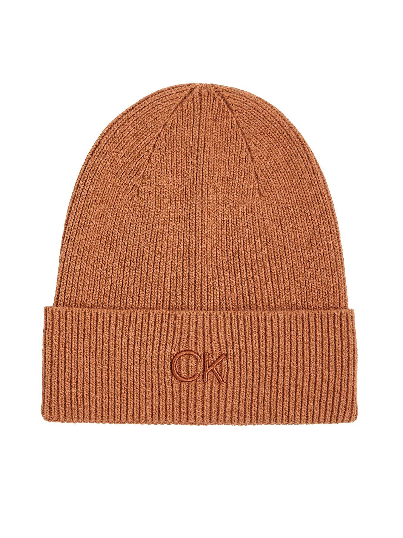 calvin-klein-embroidery-ribbed-beanie-brown