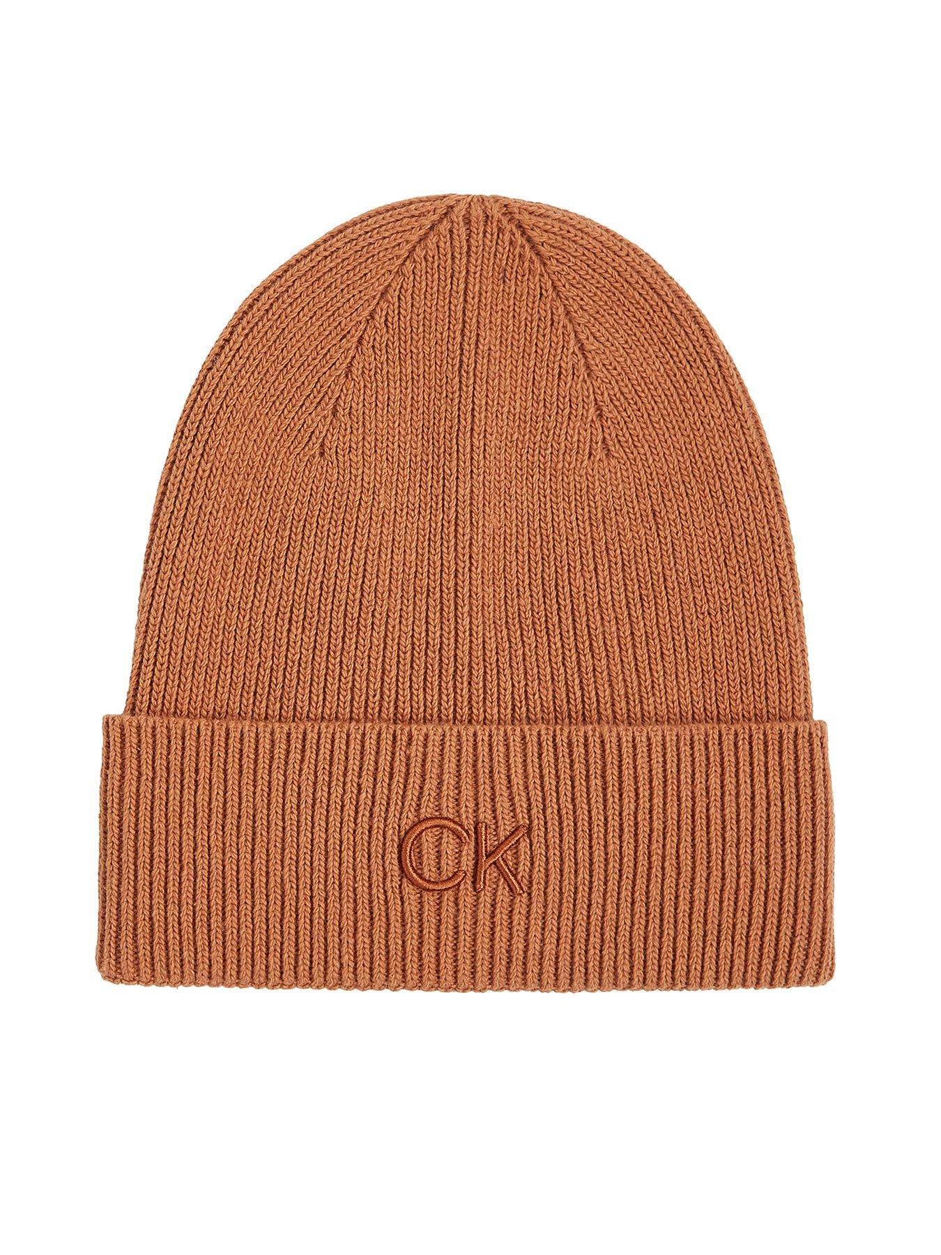 undefined Embroidery Ribbed Beanie - Brown