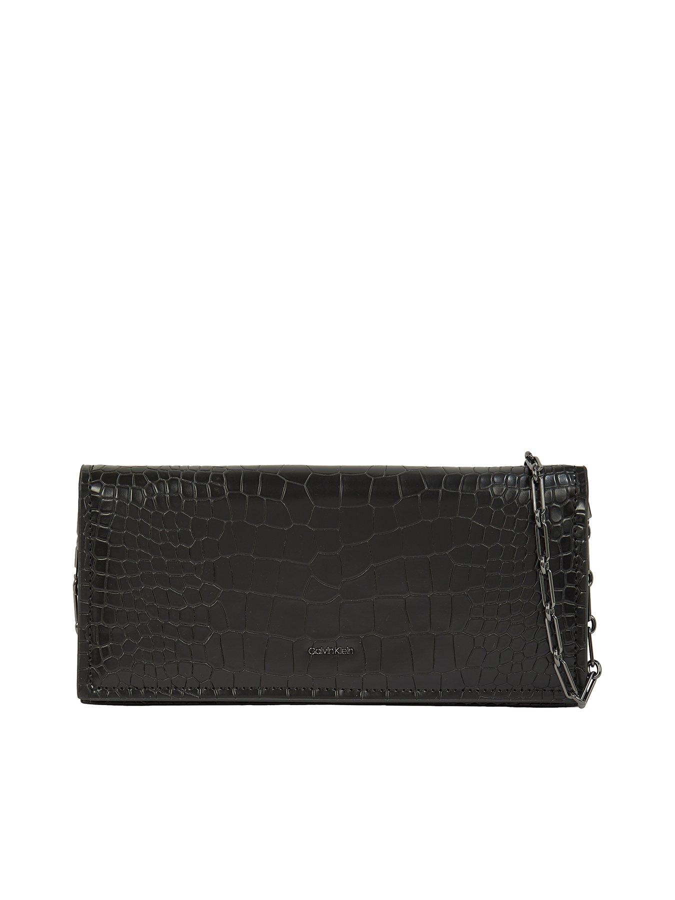 calvin-klein-croc-print-clutch-with-chain-black