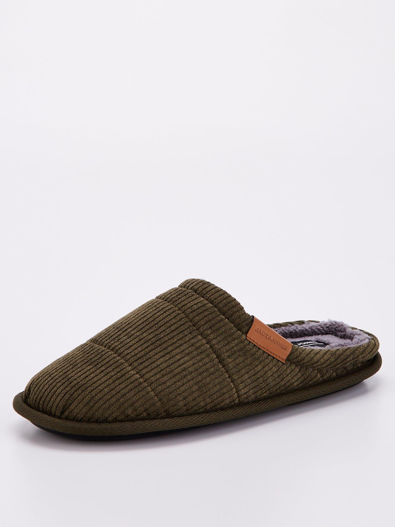 Image 2 of 7 of Jack & Jones &amp;Amp; Corduroy Mule Slippers - Dark Green