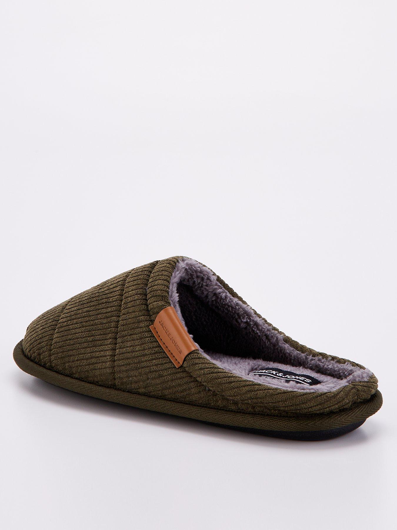 Image 3 of 7 of Jack & Jones &amp;Amp; Corduroy Mule Slippers - Dark Green