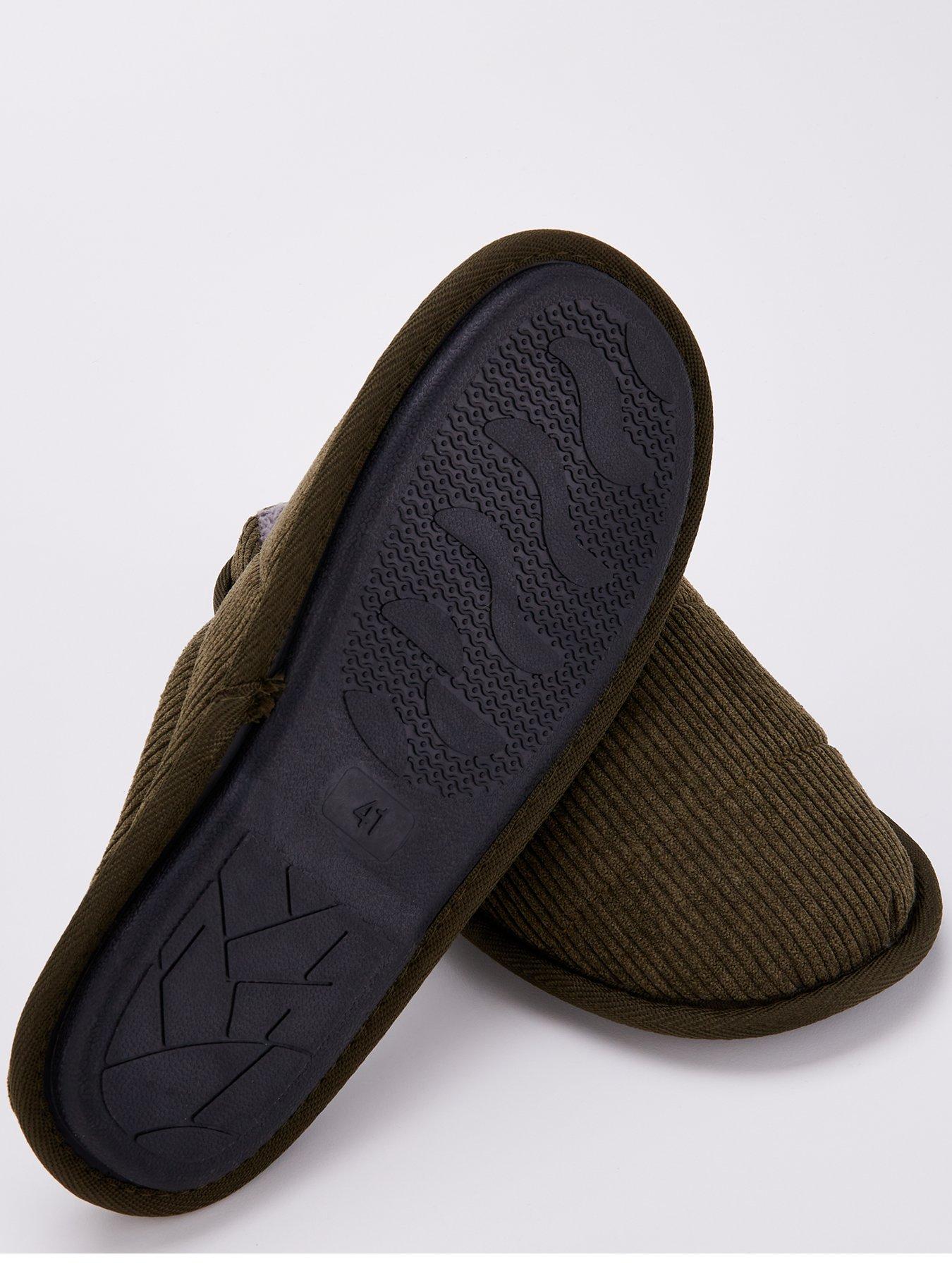 Image 5 of 7 of Jack & Jones &amp;Amp; Corduroy Mule Slippers - Dark Green
