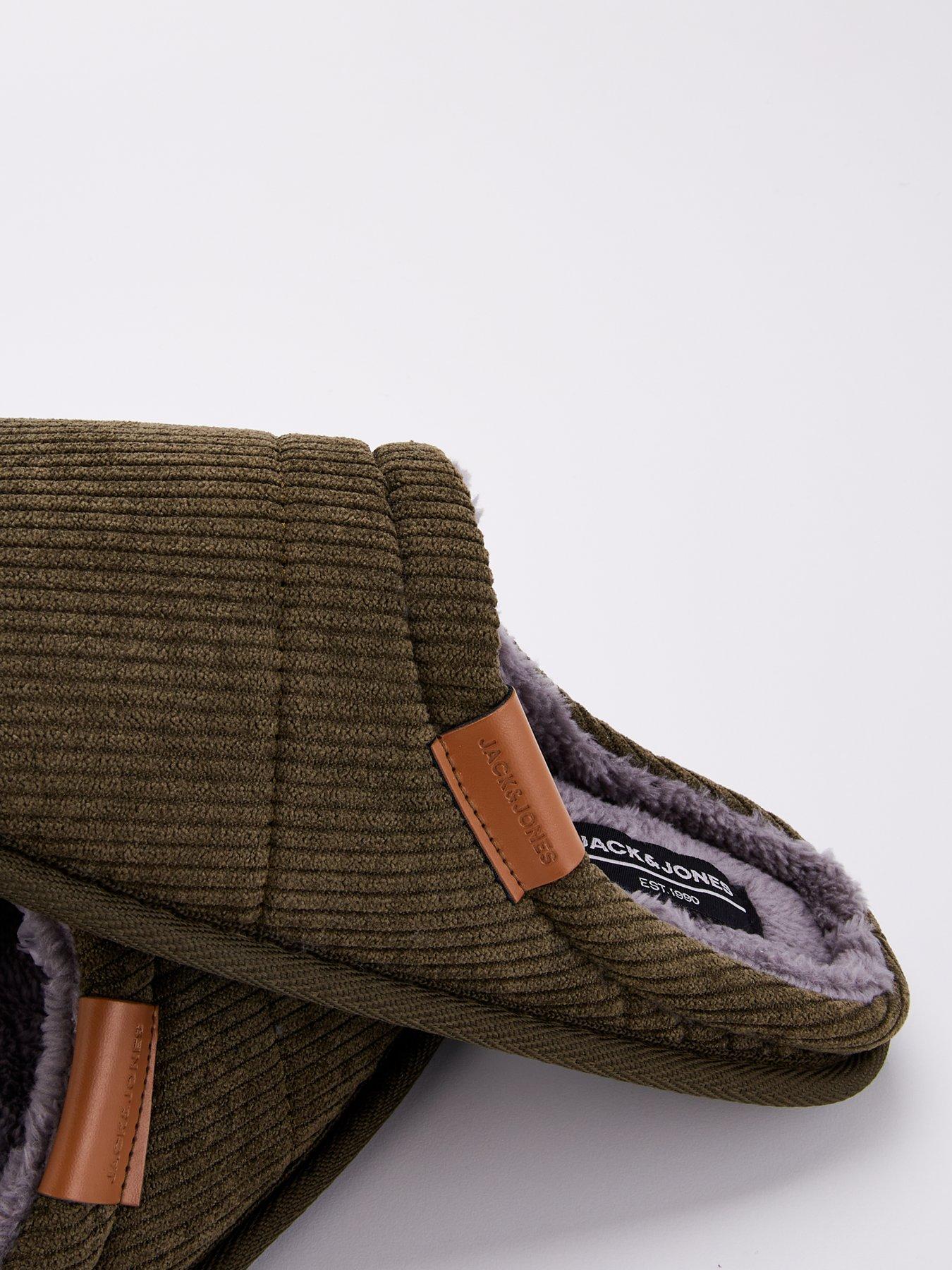 Image 6 of 7 of Jack & Jones &amp;Amp; Corduroy Mule Slippers - Dark Green