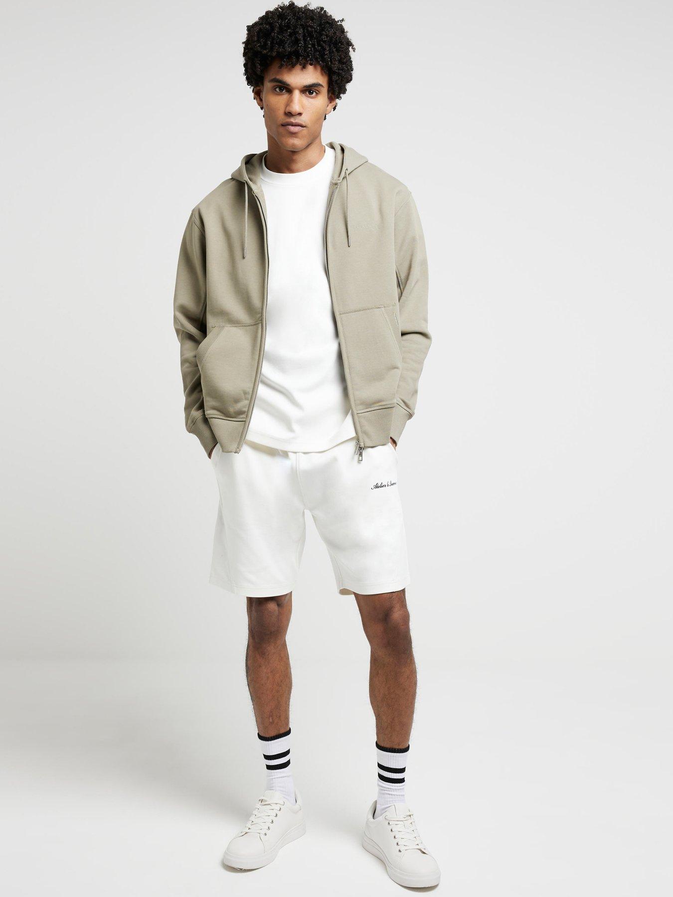 river-island-flat-rib-panel-shorts-cream