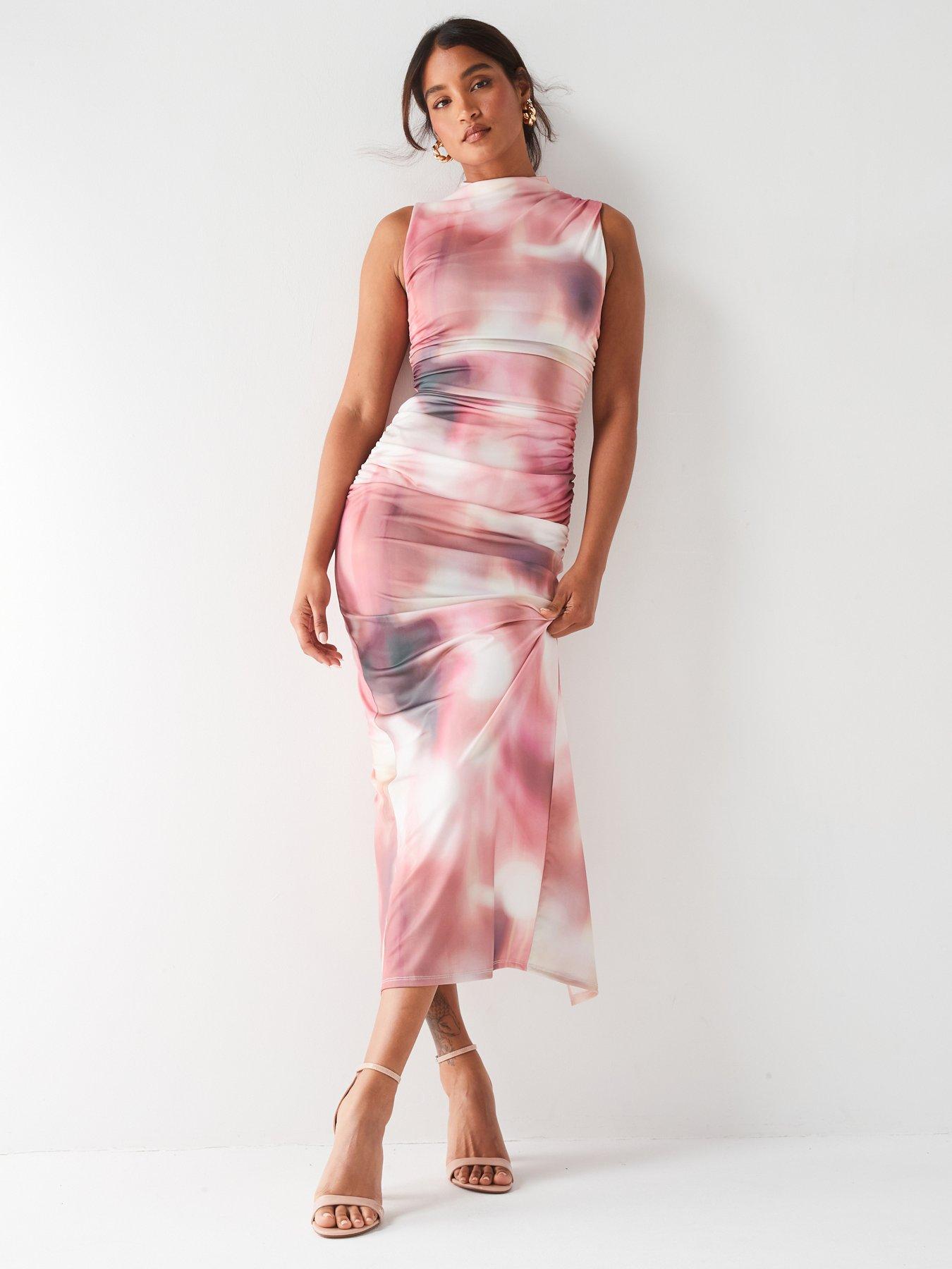 v-by-very-ruched-printed-midaxi-dress-pink