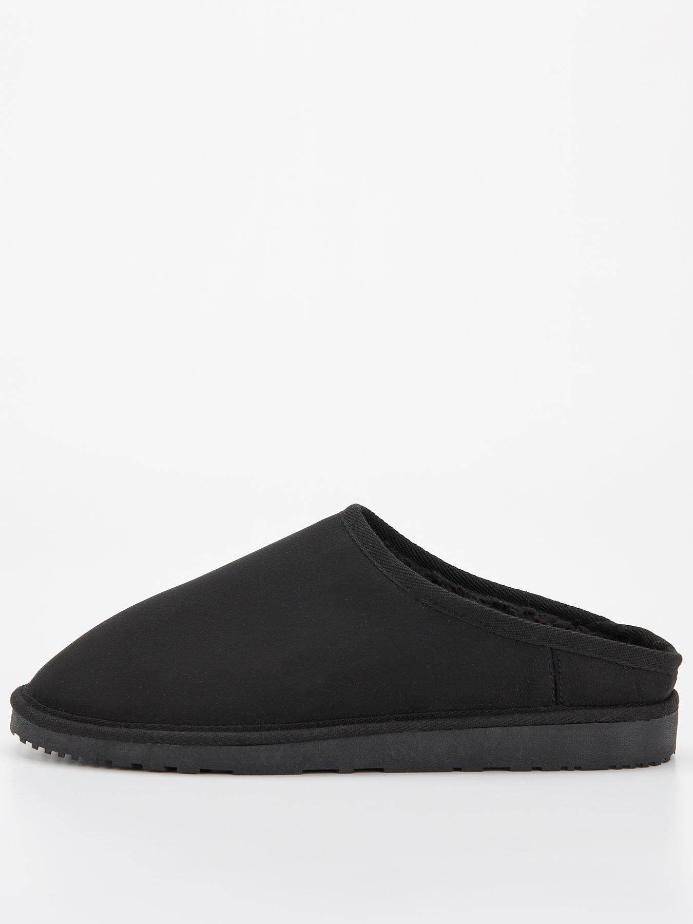 jack-jones-faux-fur-lined-mule-slippers-black