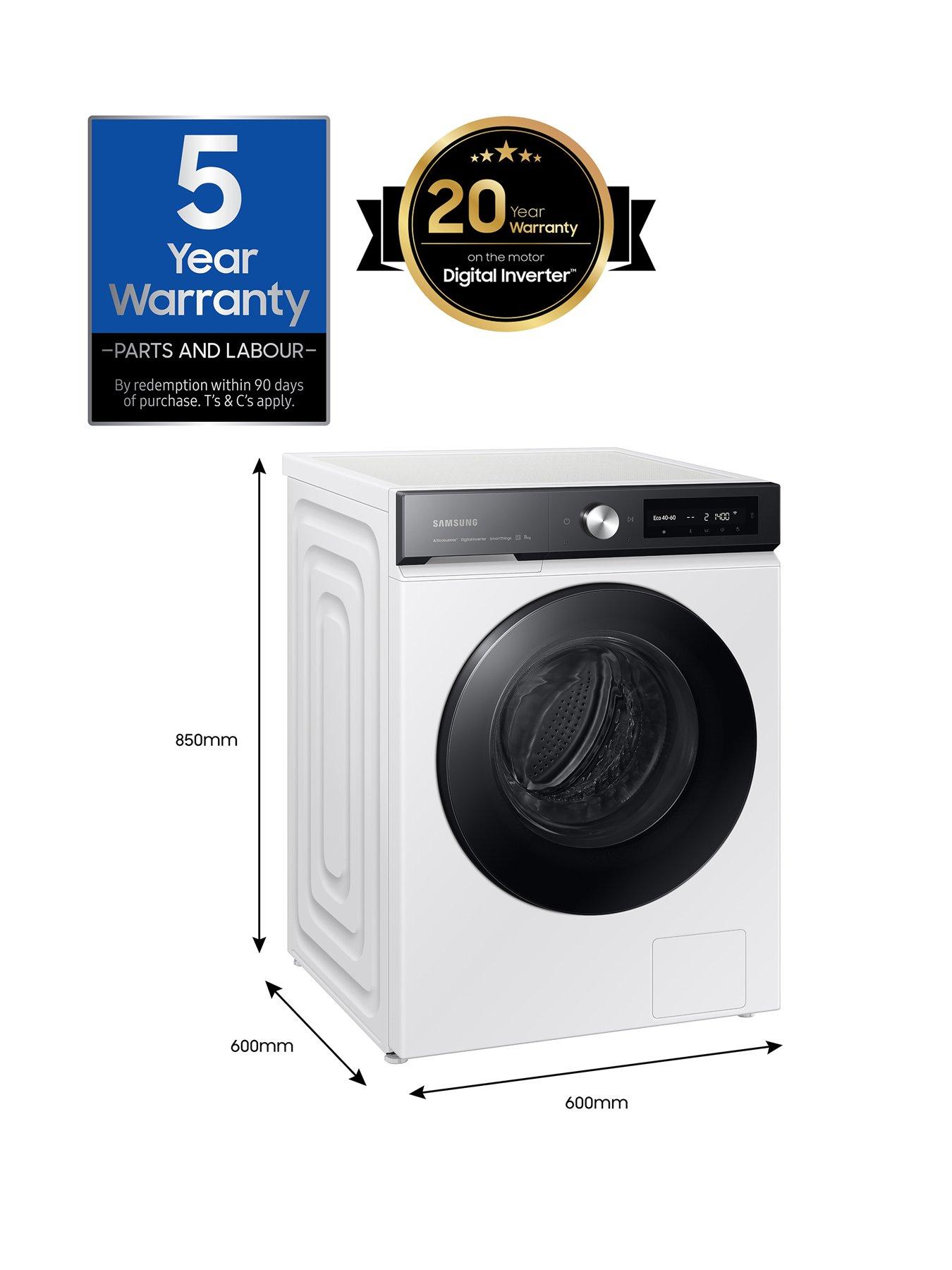 Image 7 of 8 of Samsung Series 8 AI Energy WW11DB8B95GHU1 11kg Load, 1400 Spin Washing Machine with QuickDrive, Auto Optimal Wash and SpaceMax - White