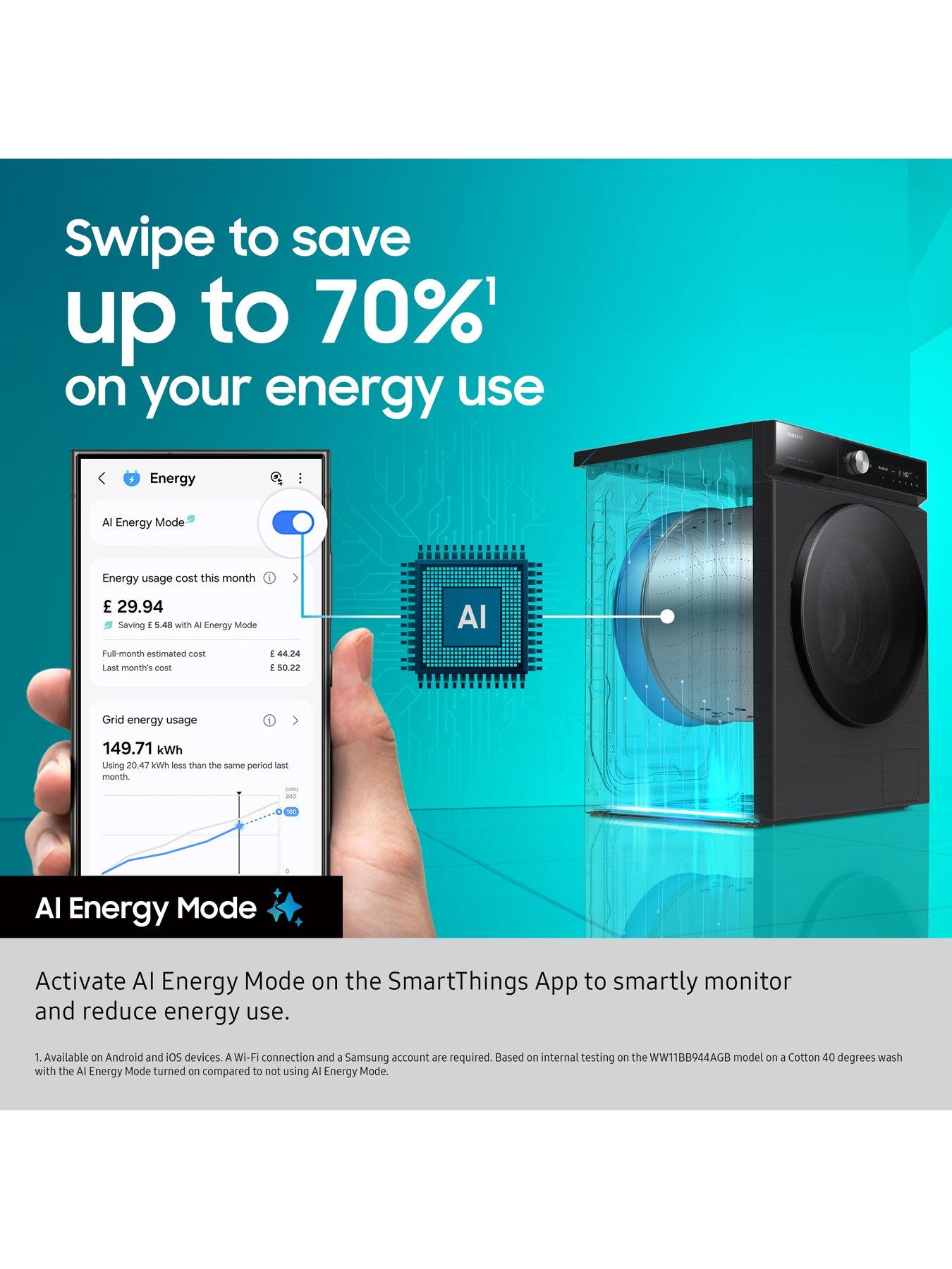 Image 3 of 5 of Samsung Series 6 AI Energy WW11DG6B25LEU1 11kg Load, 1400 Spin Washing Machine with&nbsp;SpaceMax &amp; SmartThings - White