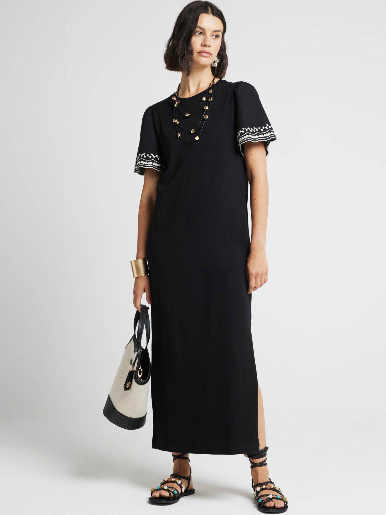 river-island-contrast-sleeve-midi-dress-black