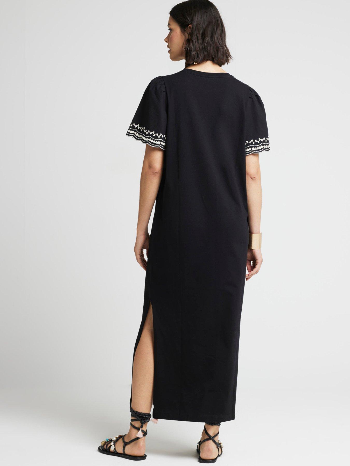 river-island-contrast-sleeve-midi-dress-blackstillFront