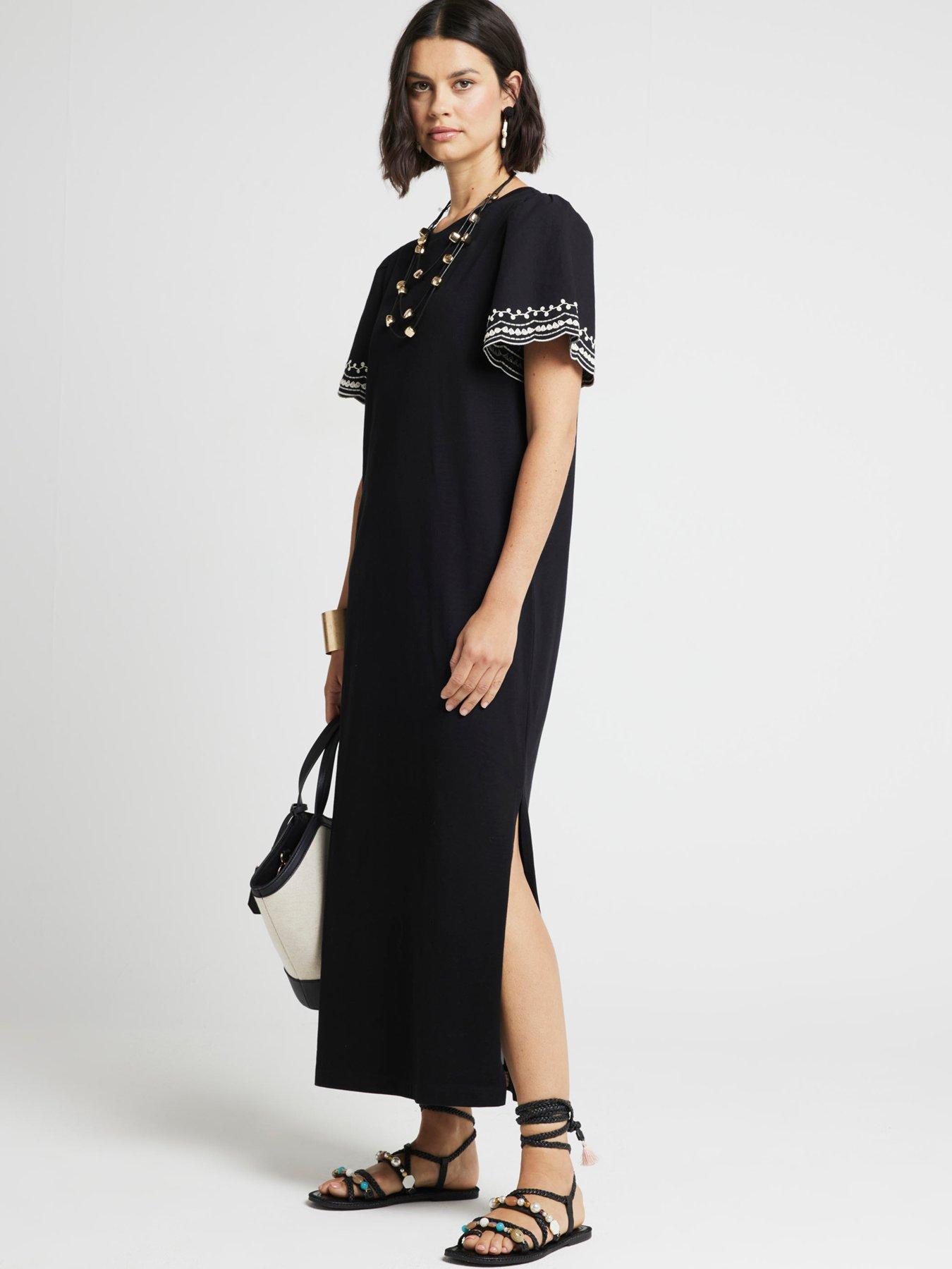 river-island-contrast-sleeve-midi-dress-blackback