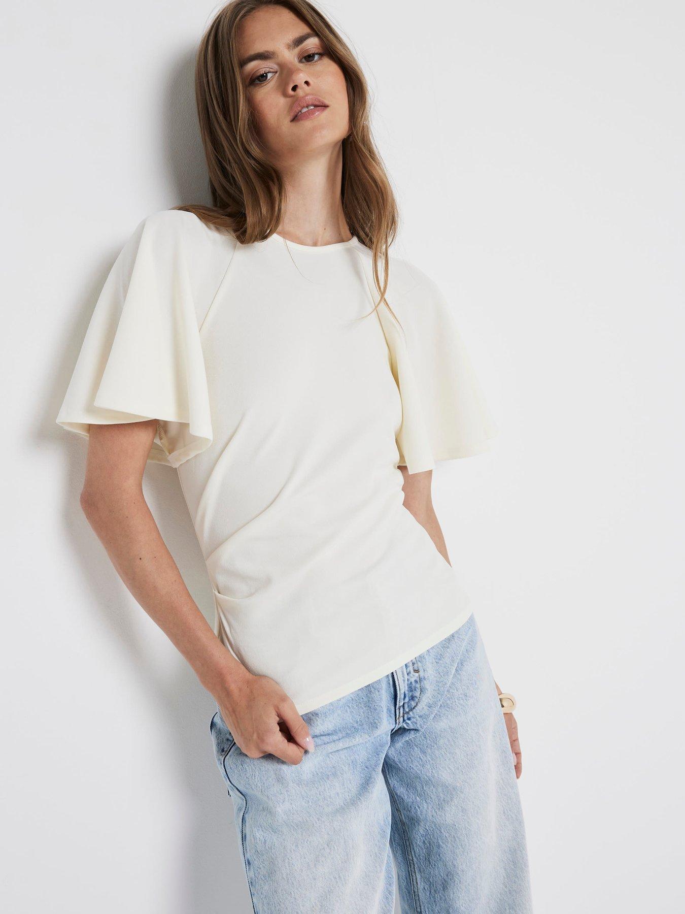 river-island-angel-sleeve-top-cream