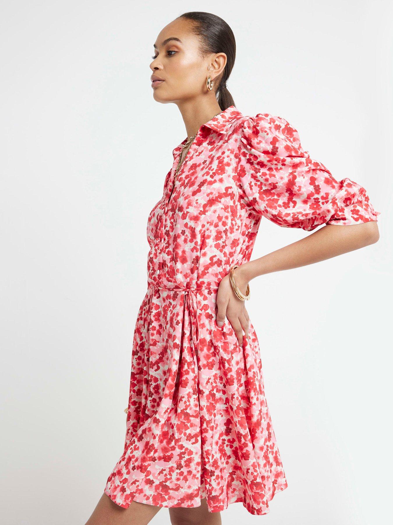 river-island-printed-shirt-dress-redfront