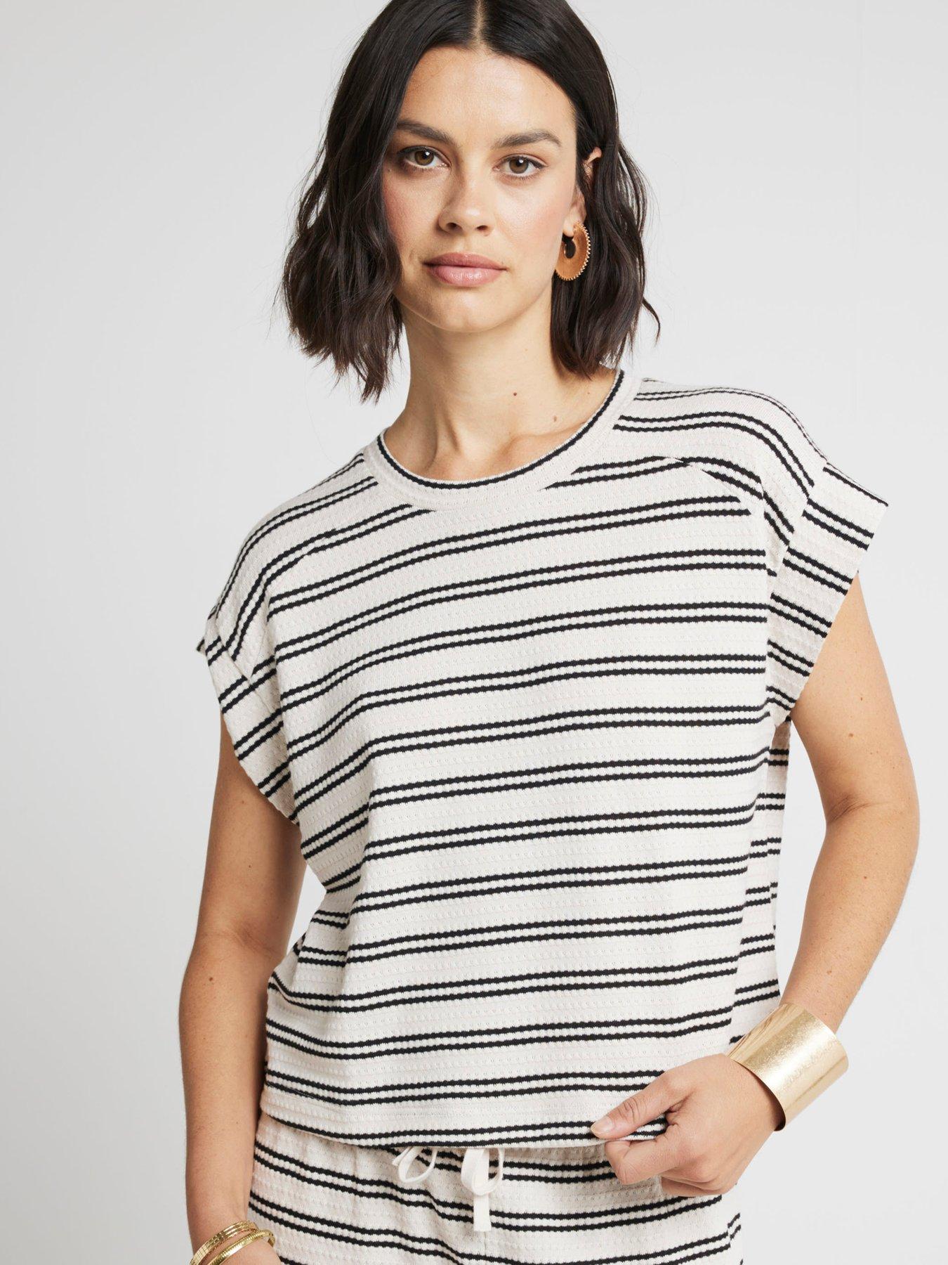 river-island-stripe-turn-up-shirt-cream