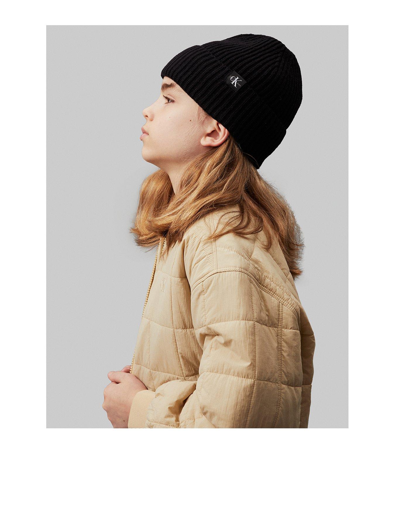 calvin-klein-jeans-kids-monogram-rib-beanie-blackfront