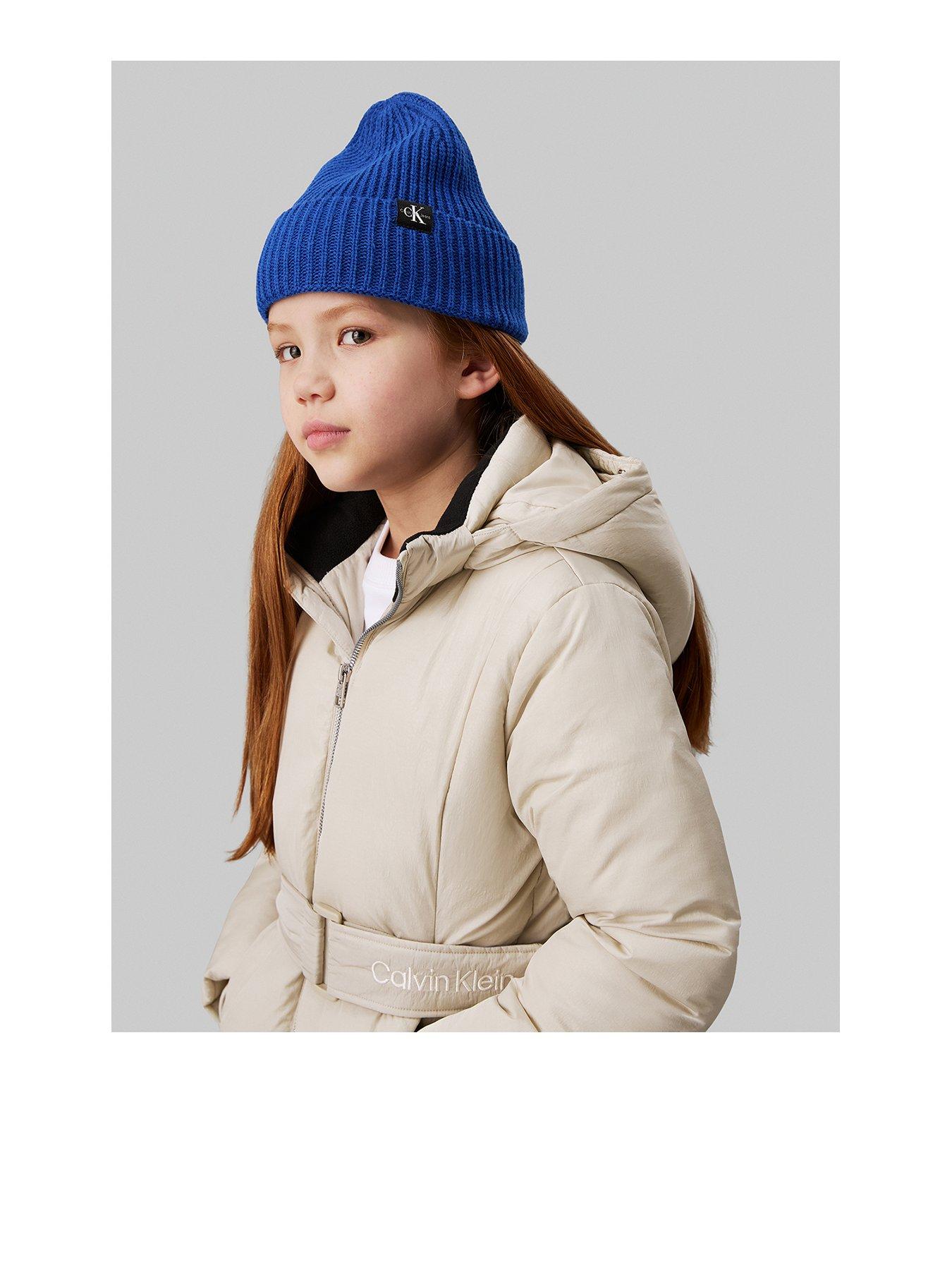 undefined Kids Monogram Rib Beanie - Blue