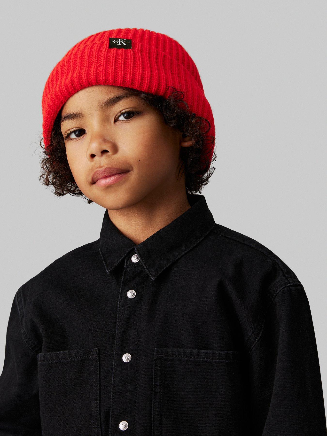 calvin-klein-jeans-kids-monogram-rib-beanie-redback