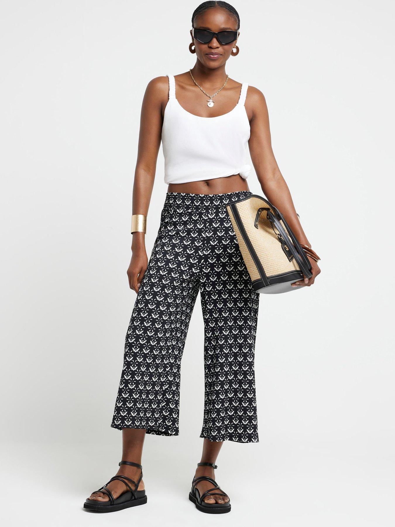 river-island-shirred-waist-culotte-black